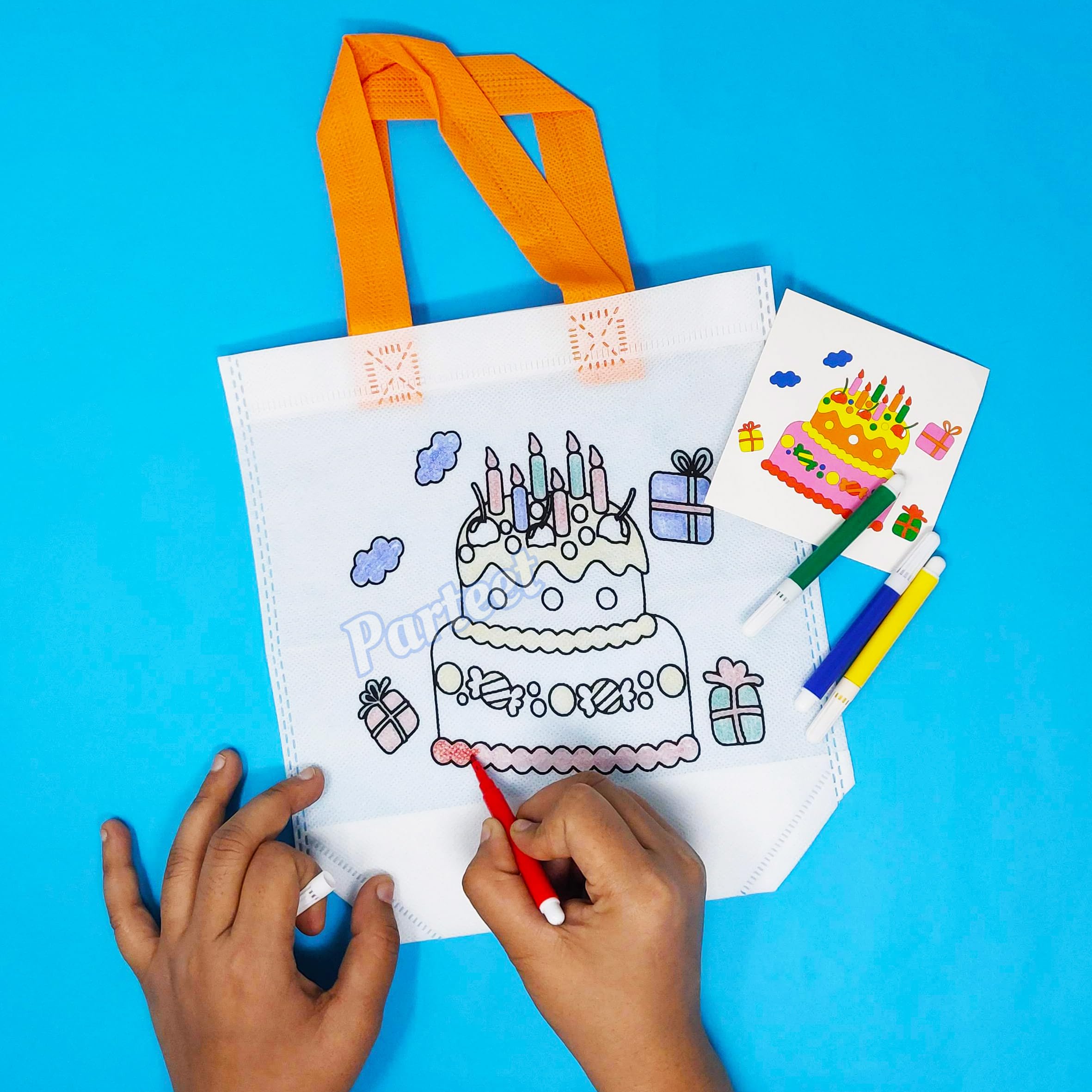 PARTEET Cartoon Themed Party Favor Bags - Medium Size Pink Gift Bags for Birthday, Baby Shower & Kids Party Supplies | Bulk Pack of 20