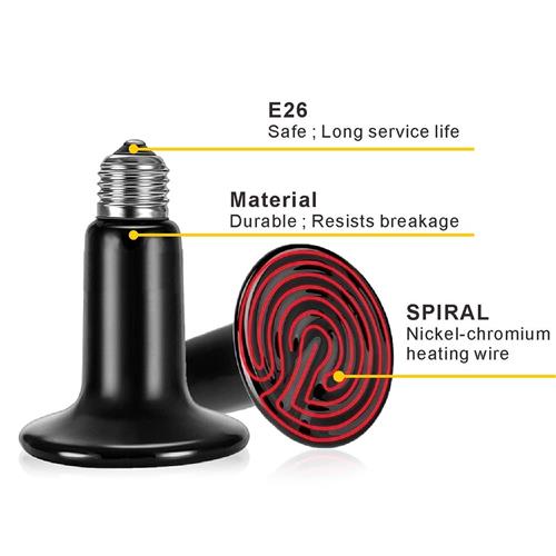75W Reptile Heating Lamp & Heat Emitter Set - Perfect for Terrariums, Snake Tanks & Lizard Habitats
