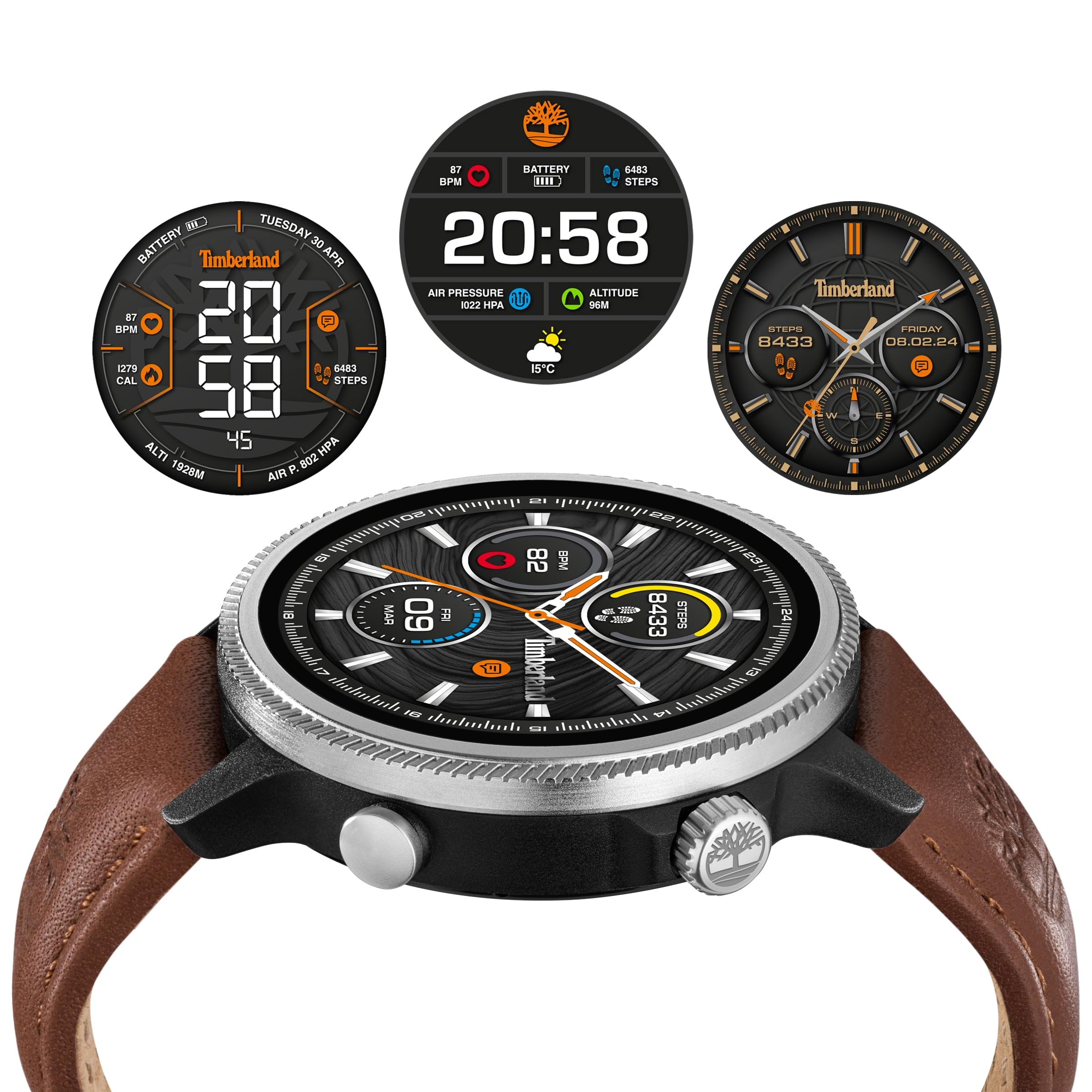 Timberland Men's Trail Force Smart Watch - Waterproof Fitness Tracker with Heart Rate Monitor & GPS - Perfect for Hiking, Running & Outdoor Adventures