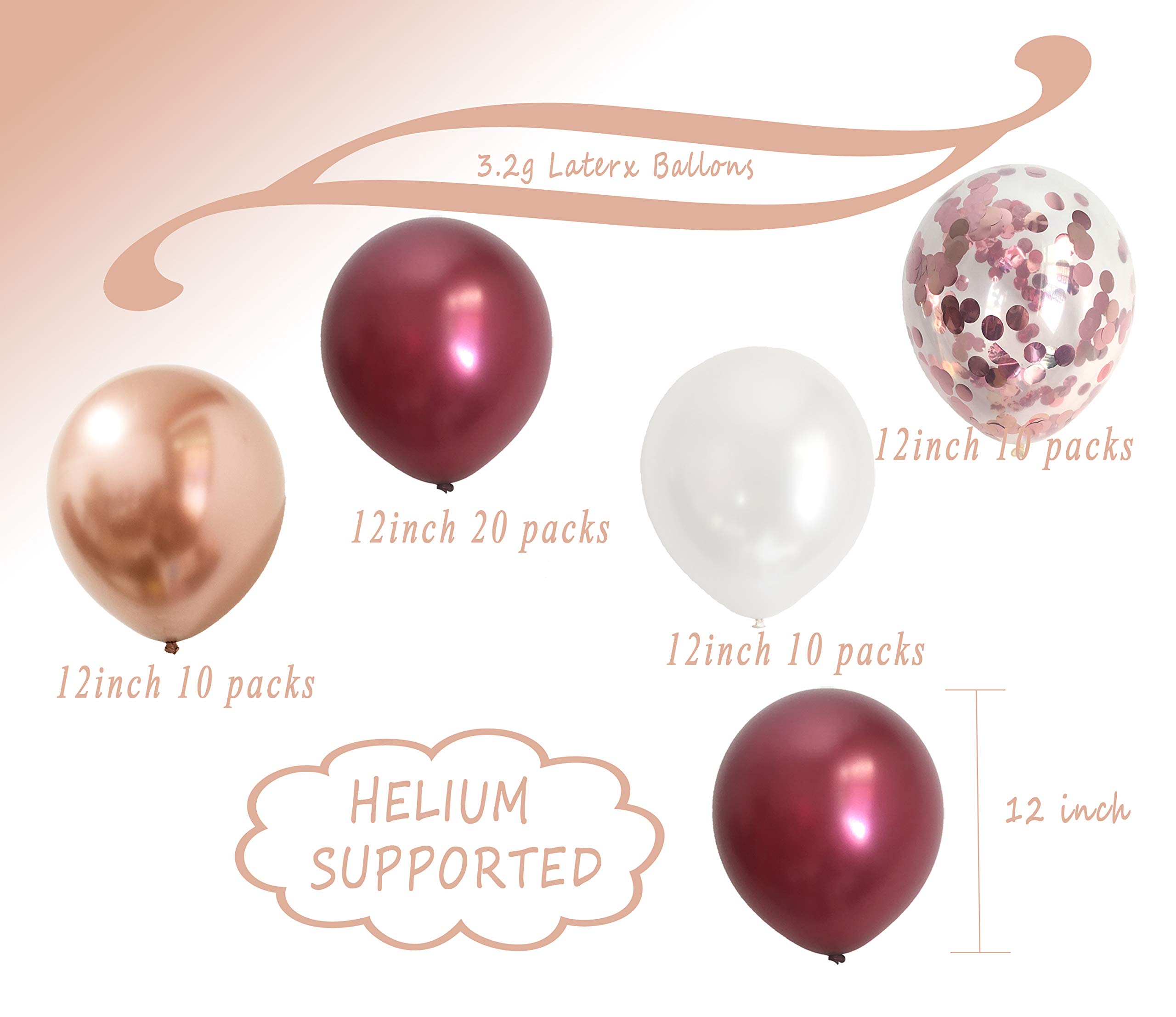 Happy Birthday Balloons for Women - Rose Gold & Burgundy Foil Balloon Letter Banner Kit | Birthday Party Decorations Supplies | Perfect for Birthday Parties, Baby Showers & Anniversary Celebrations