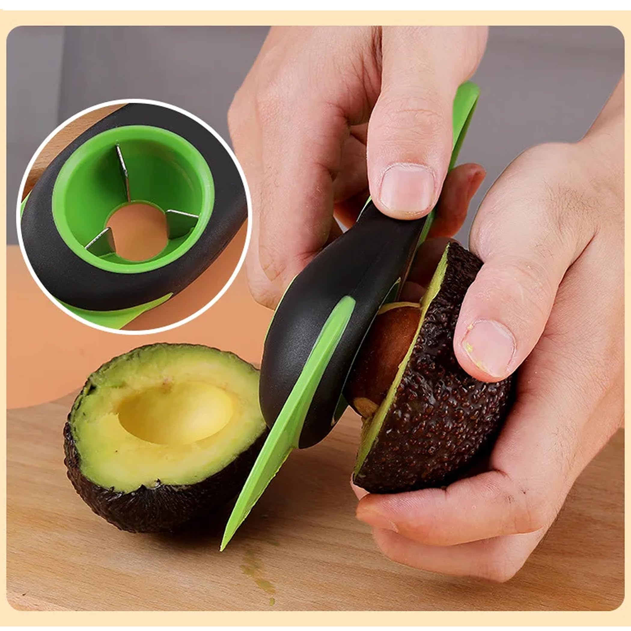 Best 3-in-1 Avocado Slicer & Cutter - Multifunctional Fruit Tool for Avocados, Mangoes, Bananas & Chiku - Non-Slip Grip Handle, Dishwasher Safe - Perfect for Salads, Smoothies & Healthy Snacks