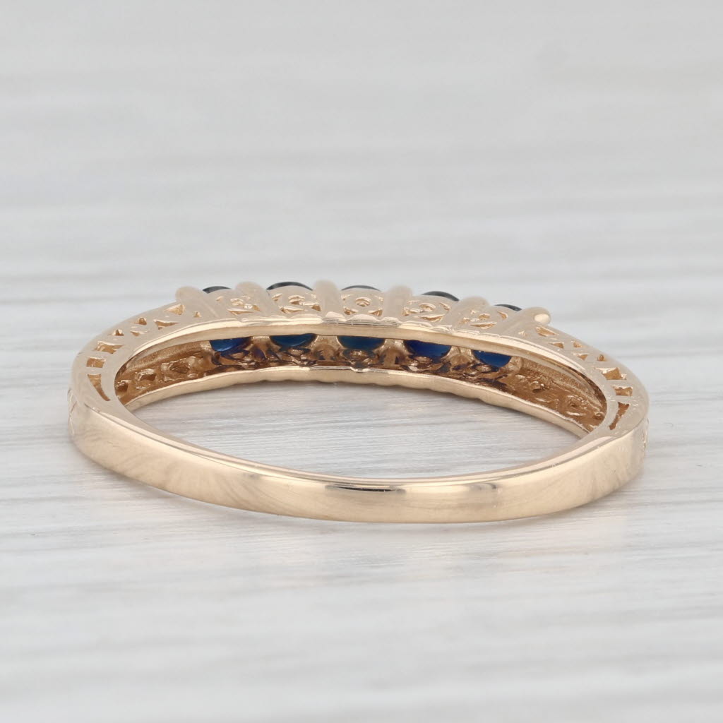 0.50ctw Blue Sapphire Ring 14k Yellow Gold Size 7.5 - Stackable Wedding Band, Anniversary Gift for Her, Perfect for Everyday Wear & Special Occasions