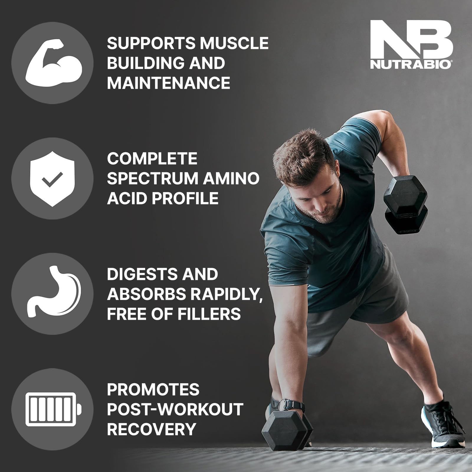 NutraBio Classic Whey Protein Powder - 25G Protein Per Scoop, Full-Spectrum Amino Acids, No Fillers or Artificial Additives - Low Glycemic Index - Creamy Vanilla Flavor, 5lb for Muscle Recovery & Post-Workout Nutrition