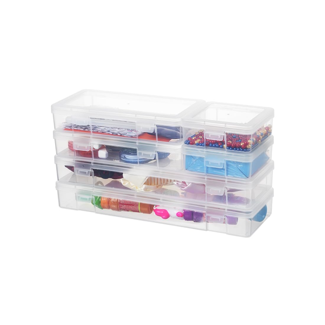 2 Pack Multi-Size Storage Box Set - Small, Medium & Large Plastic Storage Containers with Secure Latching Lids | Perfect for Home Organization, Office Supplies & Toy Storage