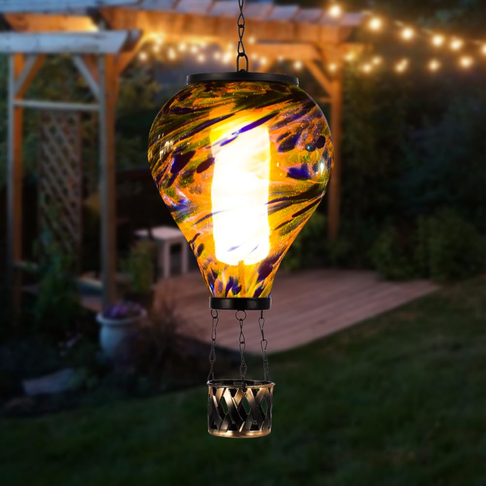 Outdoor Solar Lanterns - Waterproof Hanging Solar-Powered Flame Lights for Garden, Yard, Patio Decor | Perfect Mother's Day Gift & Romantic Ambiance Lighting