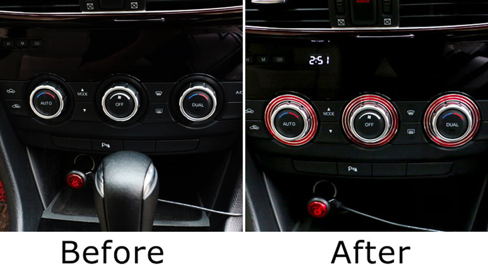 3PCS Red AC Climate Control Switch Knob Rings for 2013-2015 Mazda CX-5 Grand Touring - Upgrade Interior & Enhance Driving Comfort