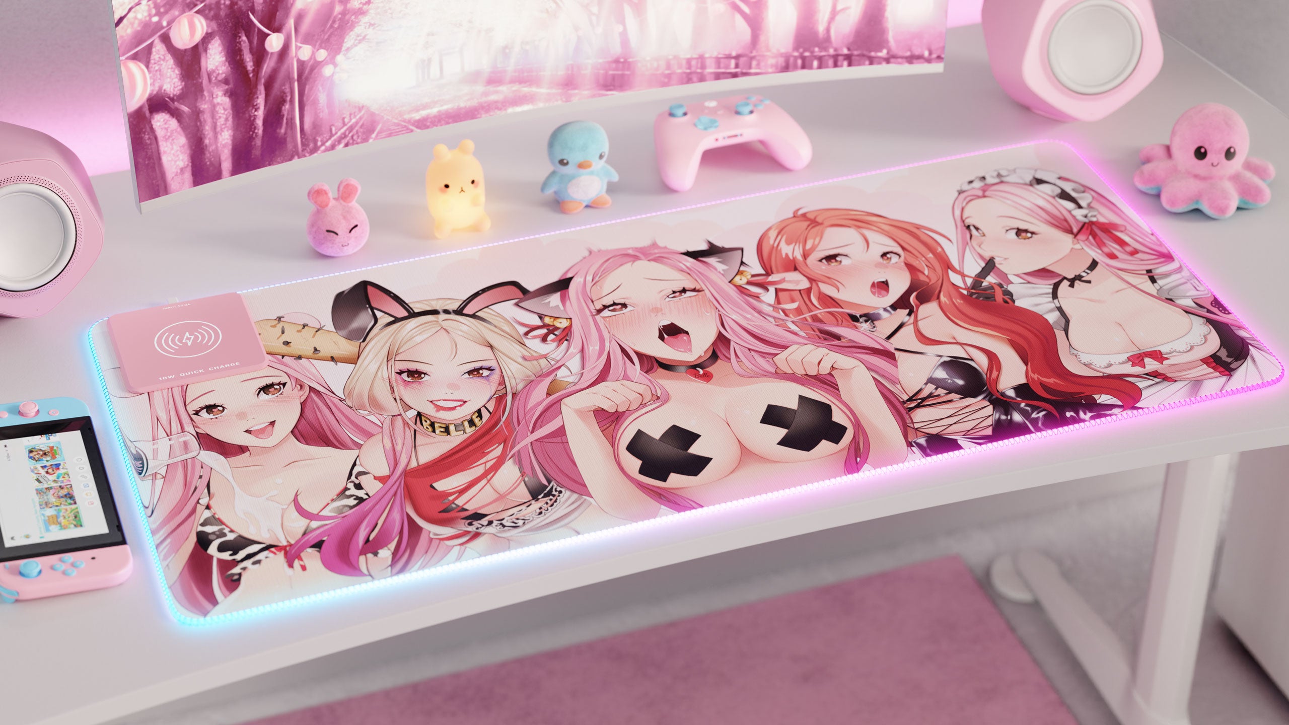 Belle Delphine P1 Baddie RGB Gaming Mouse Pad - Extra Large (XL) Non-Slip Surface for PC, Laptop, Office & Esports Gaming Setup