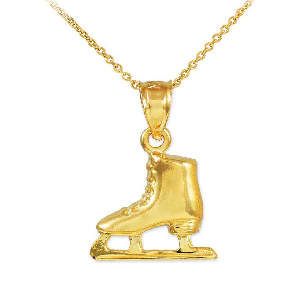 14K Gold Ice Skate Pendant Necklace - Elegant Figure Skating Jewelry for Women & Girls - Perfect Gift for Winter Sports Lovers & Ice Skating Enthusiasts | Great for Birthday, Christmas, Anniversary & Competitions