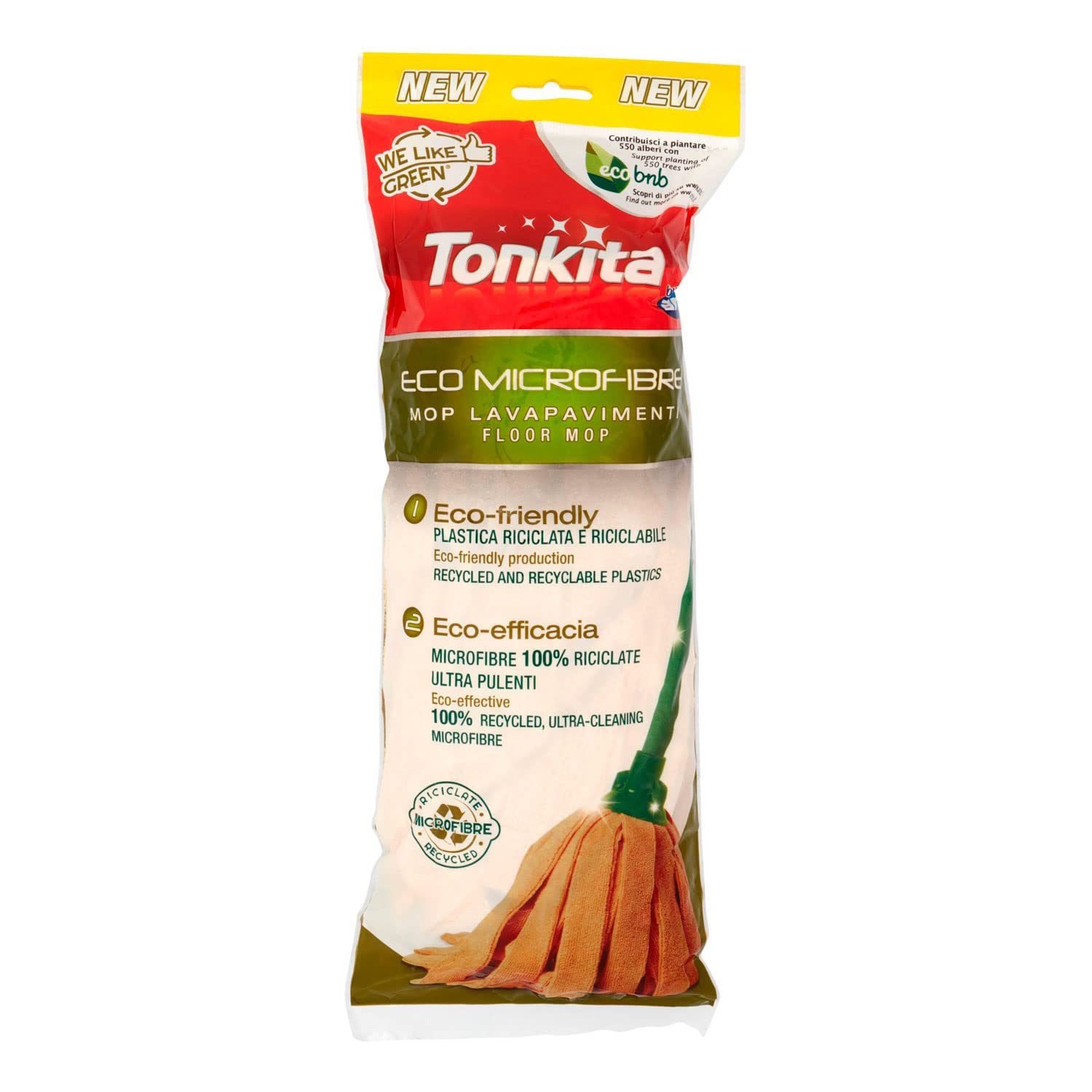 TONKITA Eco-Friendly Microfiber Mop | 100% Recycled Microfiber Floor Cleaner, Water-Only Cleaning, Fully Recyclable | Ideal for Hardwood, Tile & Laminate Floors – Green Cleaning Solution for Home & Office
