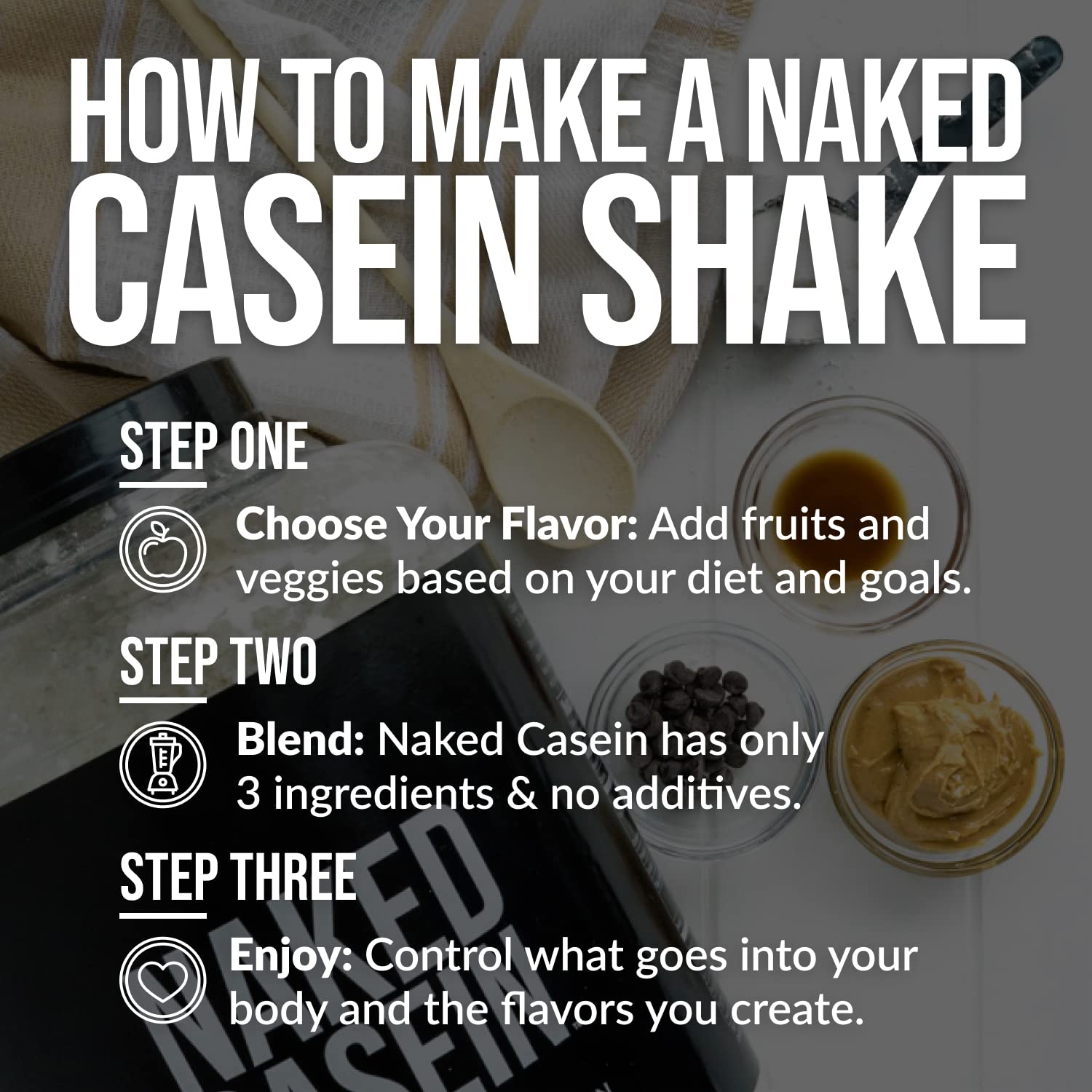 Naked Chocolate Casein Protein Powder - 5lb Bulk, GMO-Free, Gluten-Free, Soy-Free & Preservative-Free - Supports Muscle Growth & Recovery - 60 Servings - Perfect for Post-Workout & Nighttime Protein Supplement