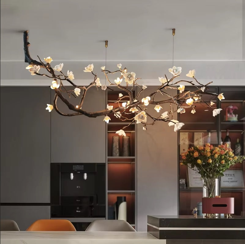 Dimmable Rustic Tree Branch Chandelier - Handcrafted Wooden Ceiling Light Fixture for Farmhouse, Cabin & Bedroom Decor | Perfect for Dining Room, Living Room & Outdoor Patio Lighting