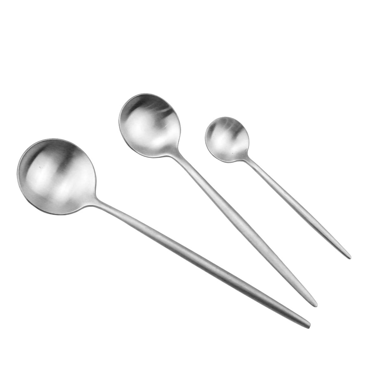 Premium 40-Piece Matte Silver Flatware Set for 8 - 304 Stainless Steel Cutlery Set with Stain Finish | Dinner, Dessert & Salad Utensils | Dishwasher Safe Kitchen Silverware | Perfect for Formal Dining, Dinner Parties & Everyday Use