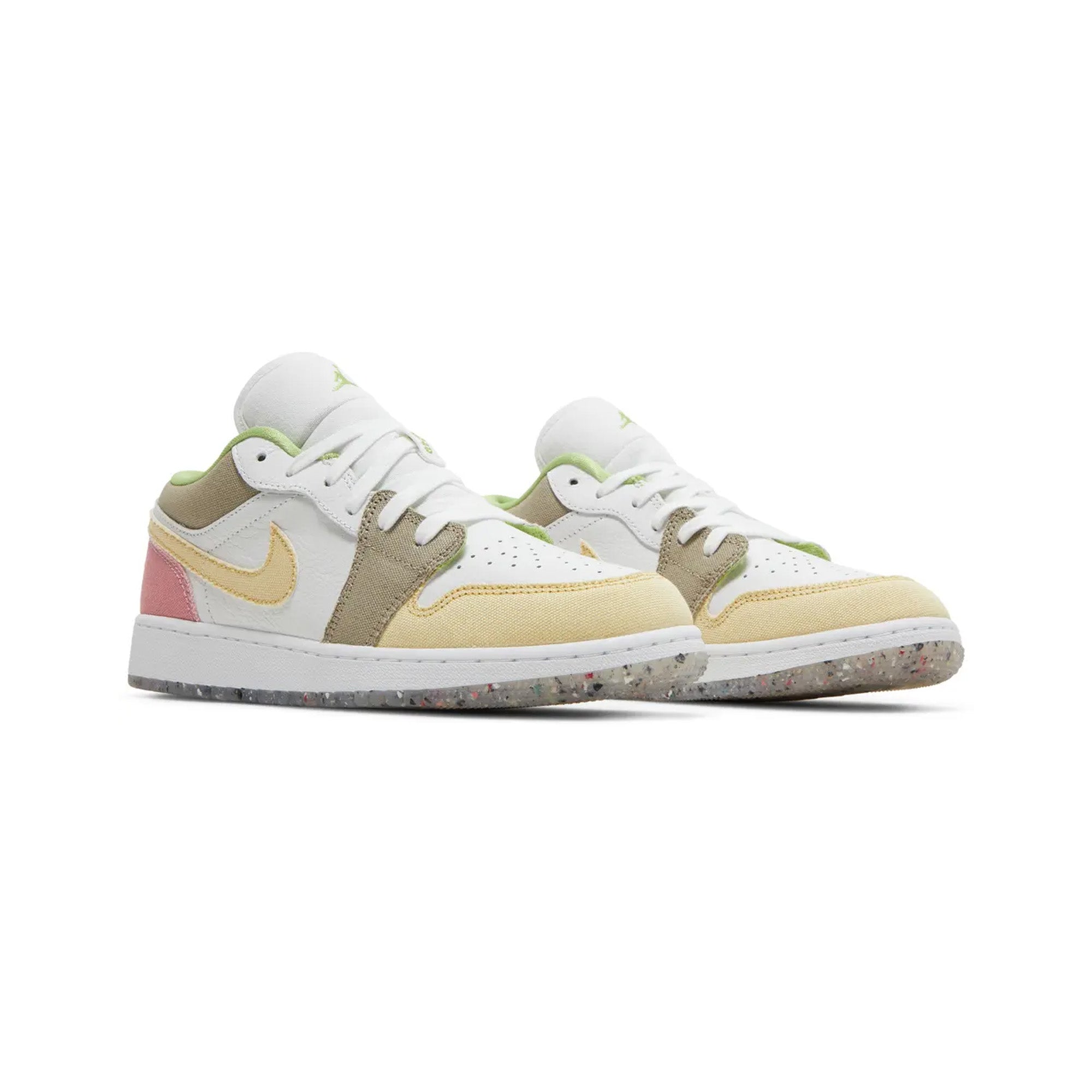 Air Jordan 1 Low 'Pastel Grind Vivid Green' GS Sneakers for Women & Girls (2021) - Perfect for Casual Wear, Street Style & Sneaker Collection