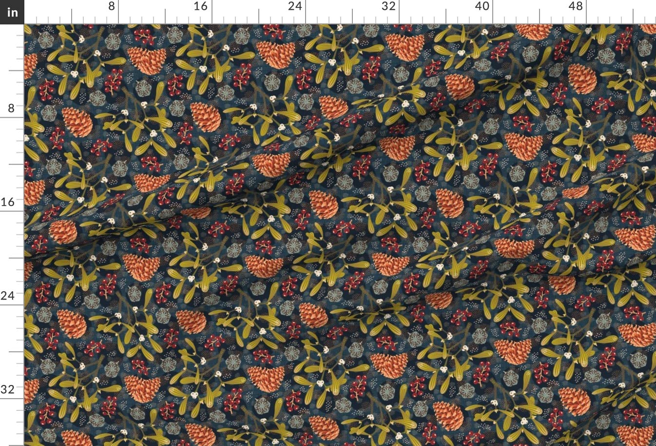 Winter Christmas Flora Berries Printed Minky Fabric by The Yard - Soft Plush Fabric for Sewing Baby Blankets, Quilt Backing & DIY Holiday Decorations - Spoonflower Premium Fabric
