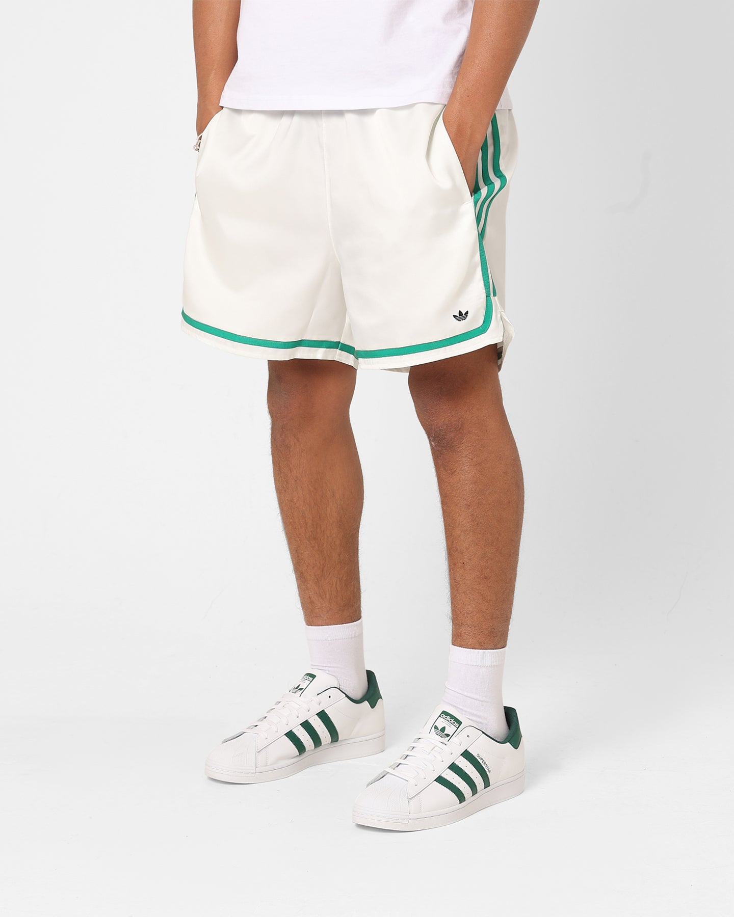 Adidas Hoop Prep Basketball Shorts for Men - Off White & Court Green - Breathable & Comfortable for Training, Gym & Casual Wear