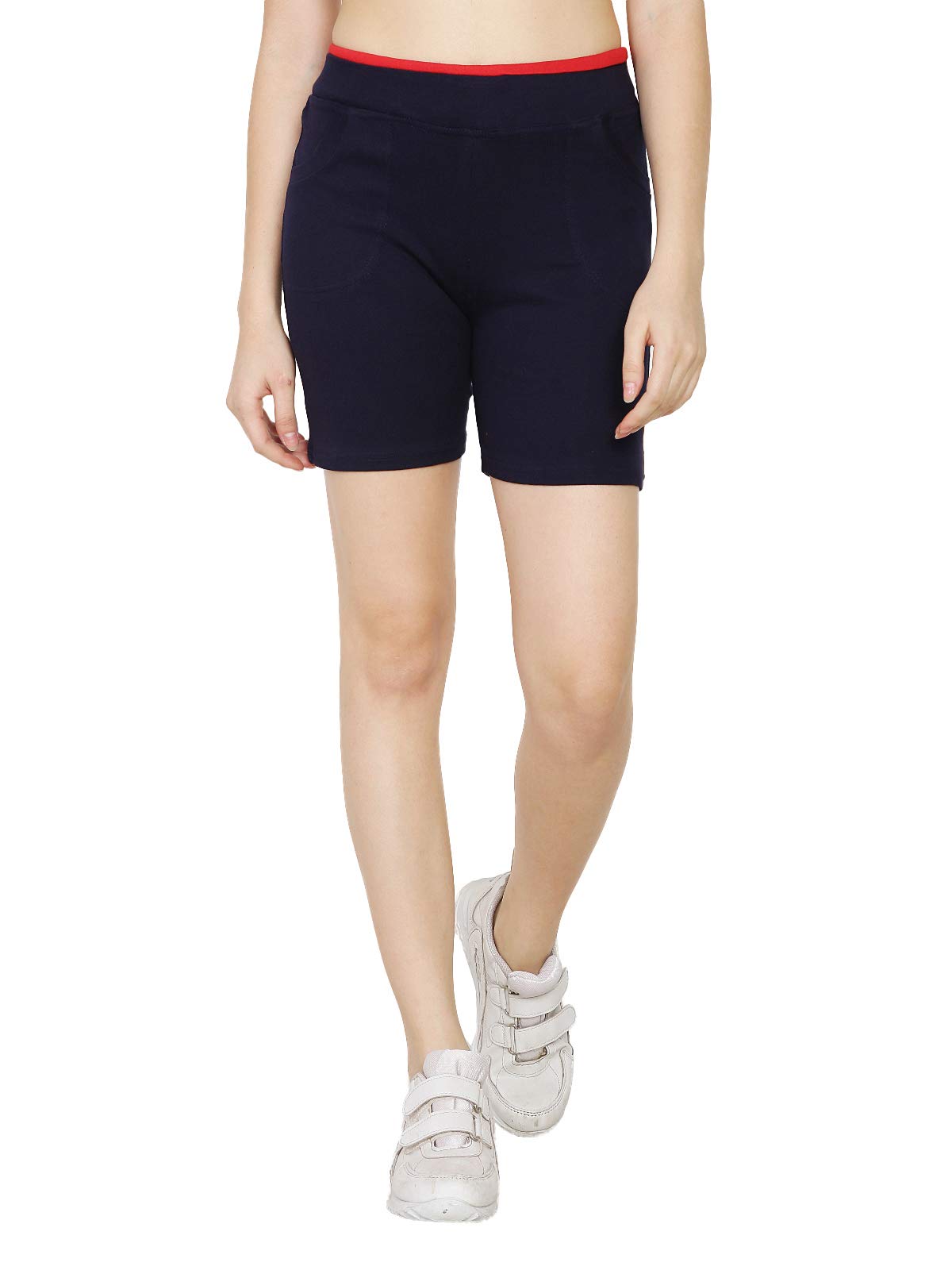 Waooo Women's Stretchy Athletic Shorts - High Waist Gym Yoga Running Cycling Workout Shorts for Women & Girls (Free Size 26-38) - Perfect for Fitness, Sports & Casual Wear