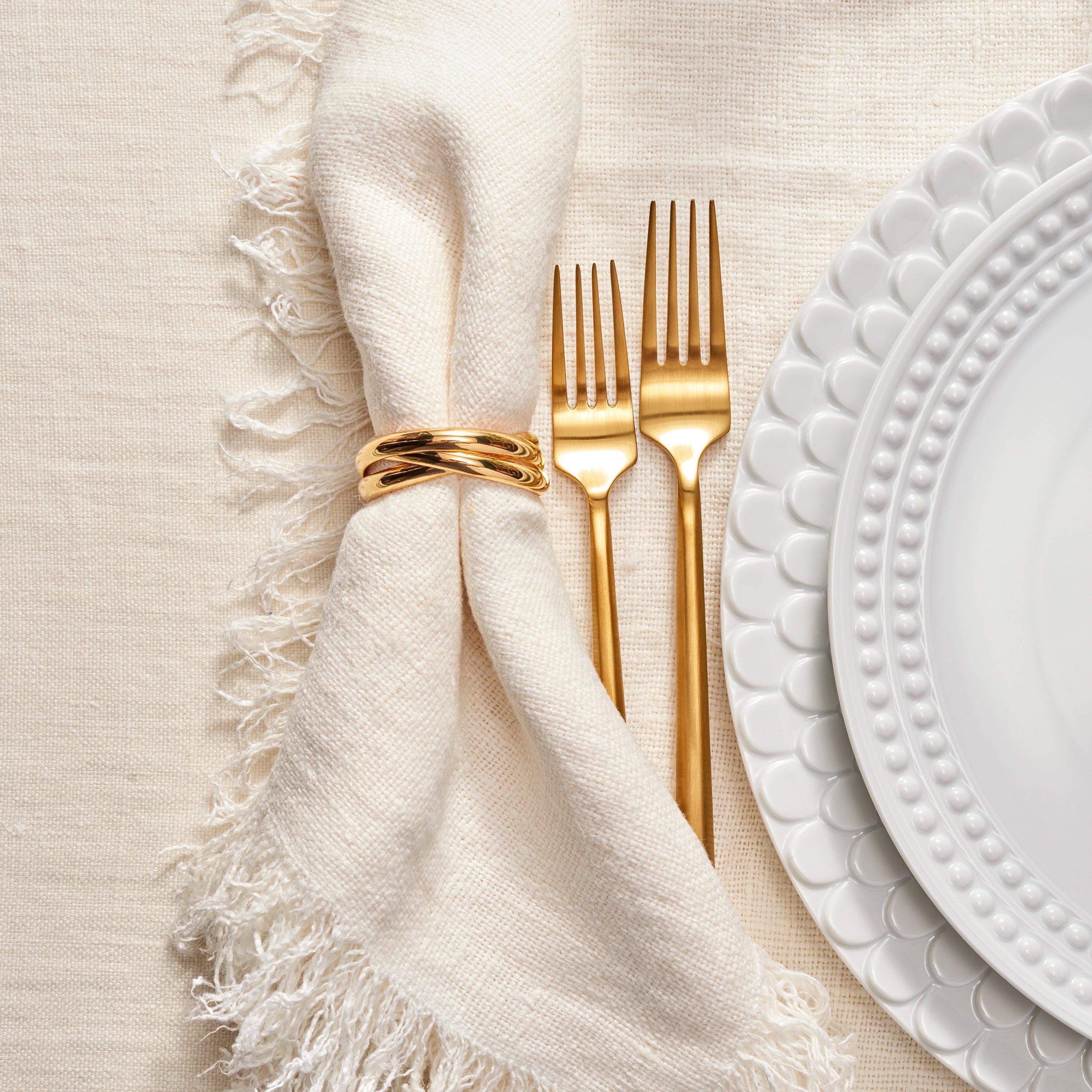 Elegant Three Ring Napkin Holders Set of 4 - Premium Napkin Rings for Wedding, Dinner Party & Holiday Table Decor - Perfect for Christmas, Thanksgiving & Formal Dining Settings
