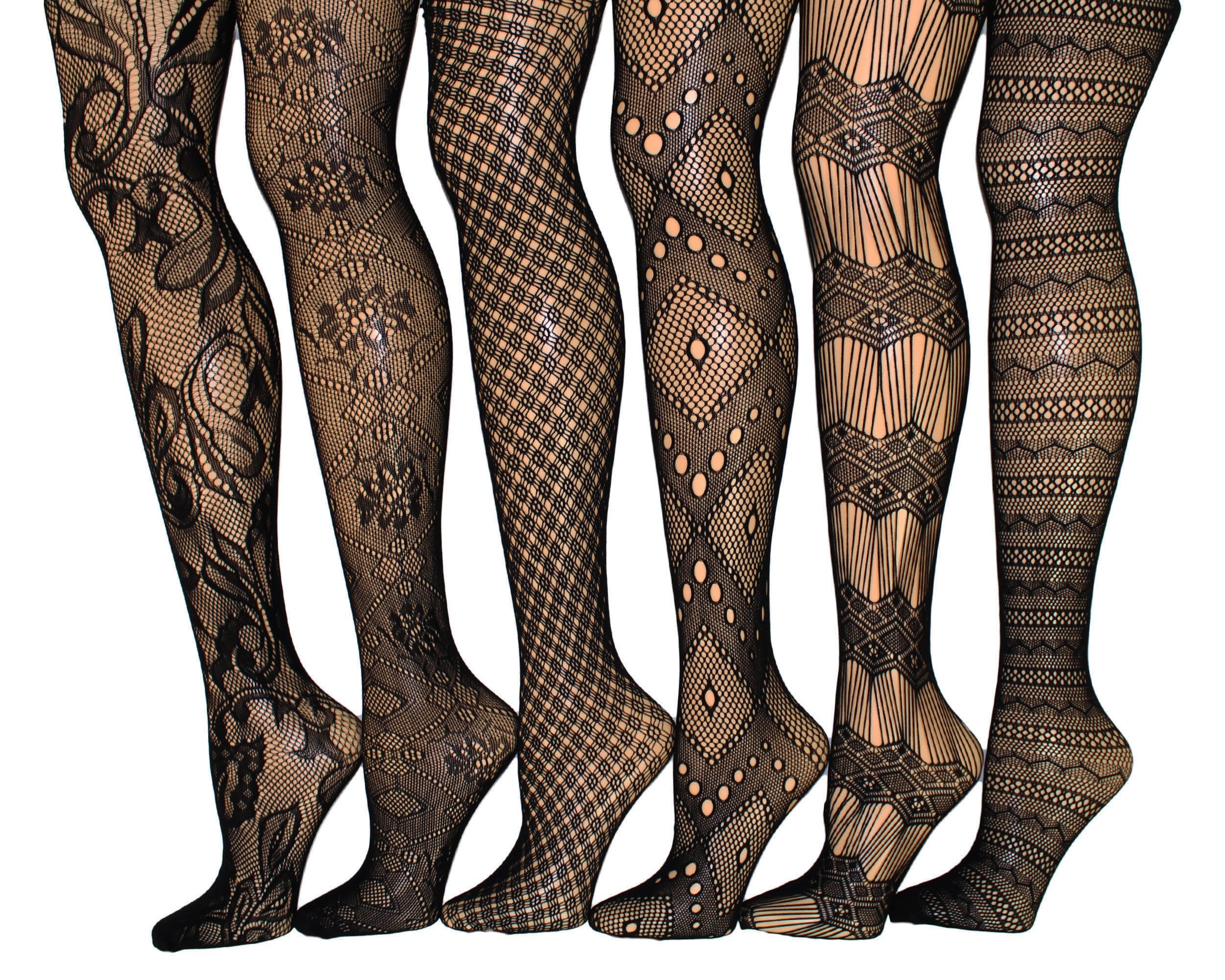 Frenchic Fishnet Women's Lace Stockings - Sexy Pantyhose Tights for Women in Regular & Plus Sizes (6-Pack) - Perfect for Halloween, Cosplay, Date Night & Boudoir Photography