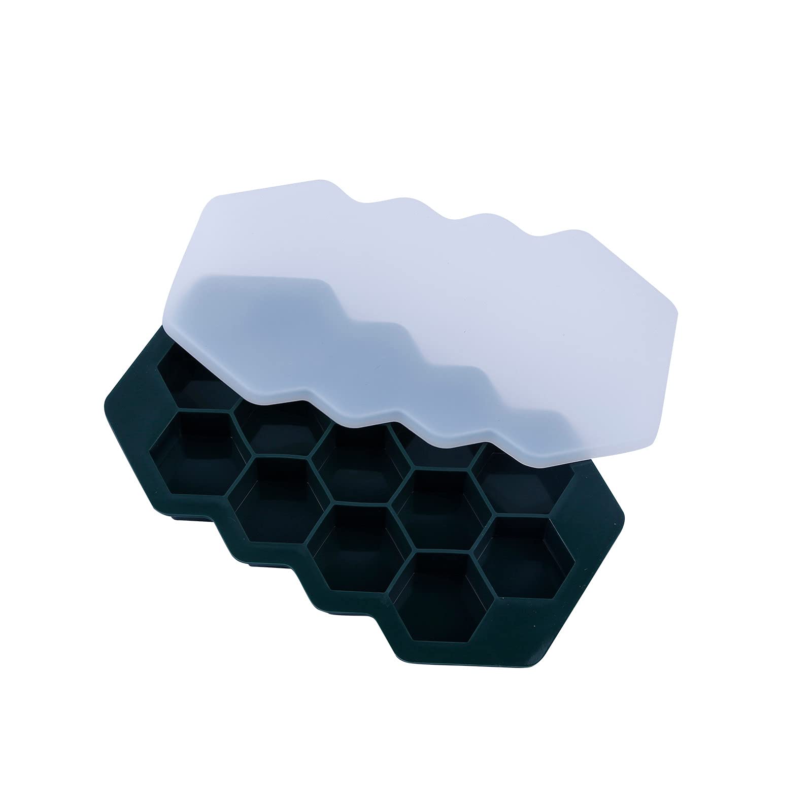 Hexagonal Silicone Ice Cube Tray with Sealing Lid - Flexible & Durable for Kitchen, Bar, and Cocktail Making - Perfect for Chilling Drinks, Entertaining, and Home Bartending