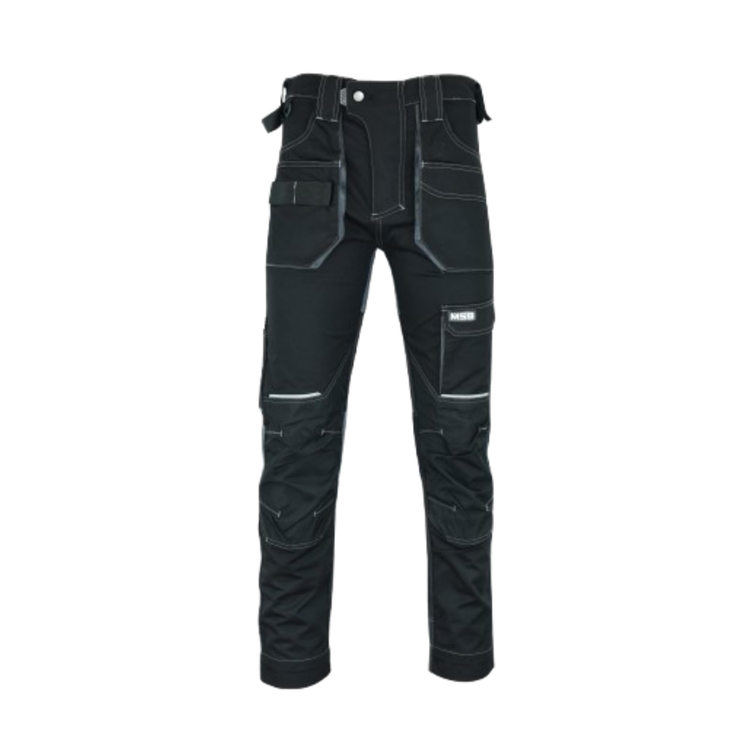 MS9 Men's Cargo Slim Fit Stretch Work Pants - Elastic Waist Comfortable Spandex Jeans for Outdoor, Hiking & Casual Wear