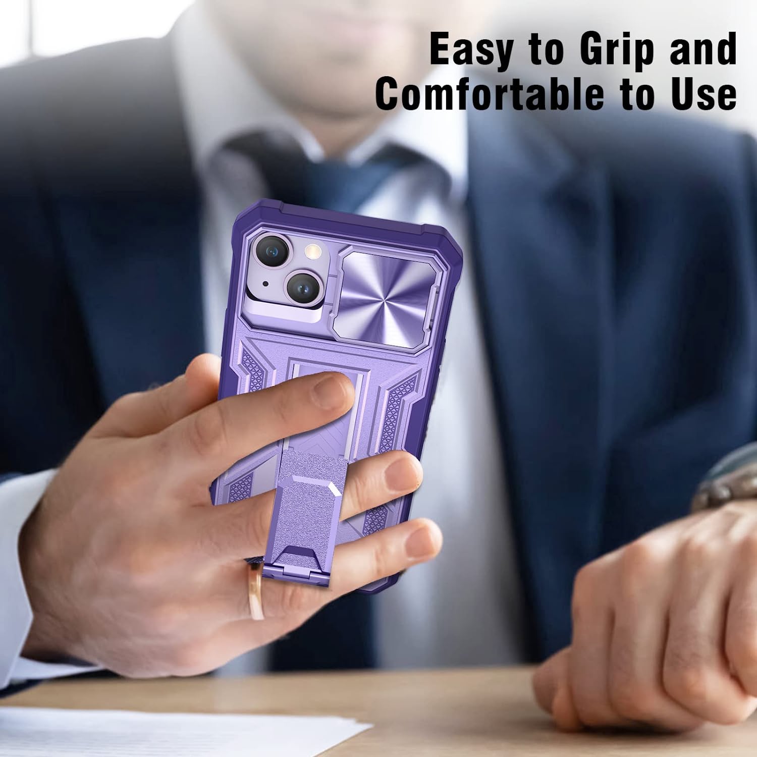 Premium iPhone 14 Plus Case with Slide Camera Cover - 6.7 Inch Shockproof Protective Phone Case in Purple | Perfect for Everyday Use, Travel & Outdoor Activities