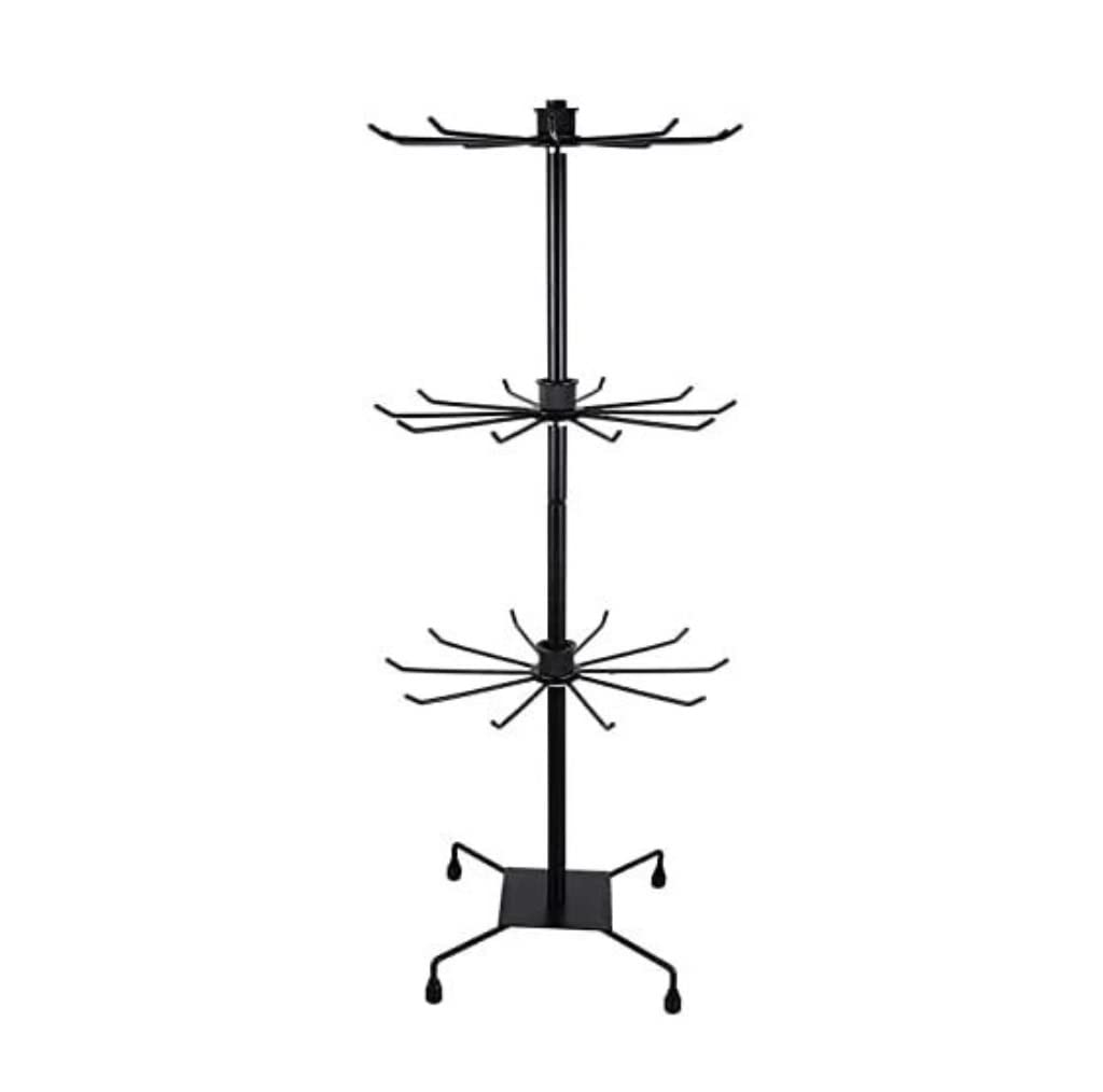 Blissbells 3-Tier Rotating Metal Coat Rack - Black Space-Saving Hat & Coat Storage Stand for Entryway, Bedroom, or Office - Durable Hall Tree for Jackets, Caps & Accessories Organization