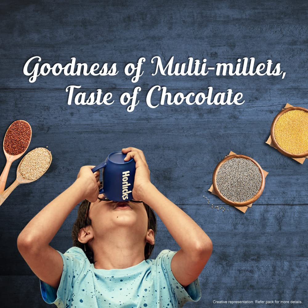 Horlicks Millet Chocolate Drink Mix - 400g Jar - Rich & Creamy Malt Beverage for Energy & Relaxation - Perfect for Breakfast, Nighttime, or Post-Workout Recovery