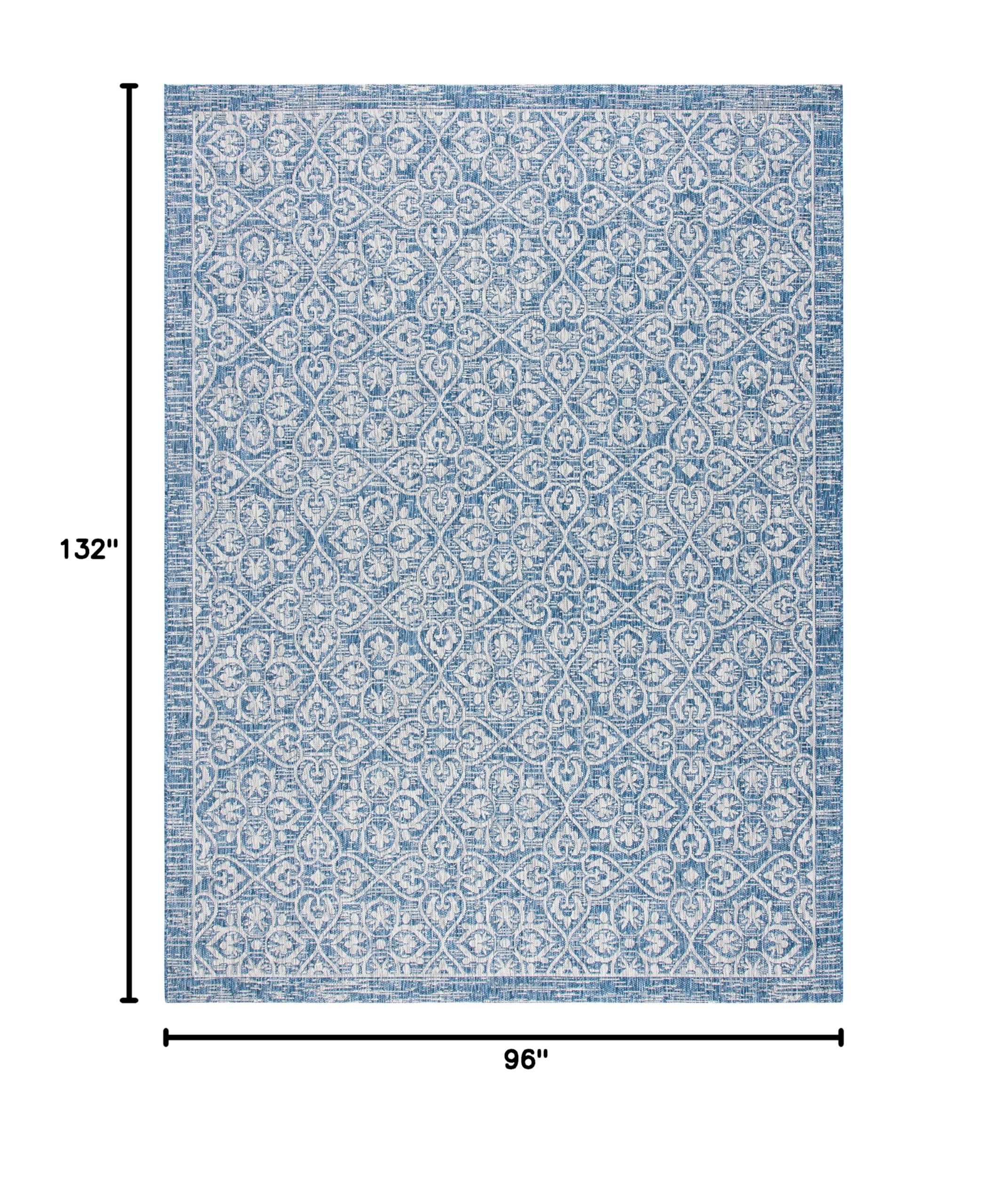 SAFAVIEH Courtyard Collection 8' x 11' Navy/Grey Indoor Outdoor Waterproof Rug - Easy to Clean, Stain Resistant for Patio, Backyard, Mudroom, Deck & Poolside (CY8766)