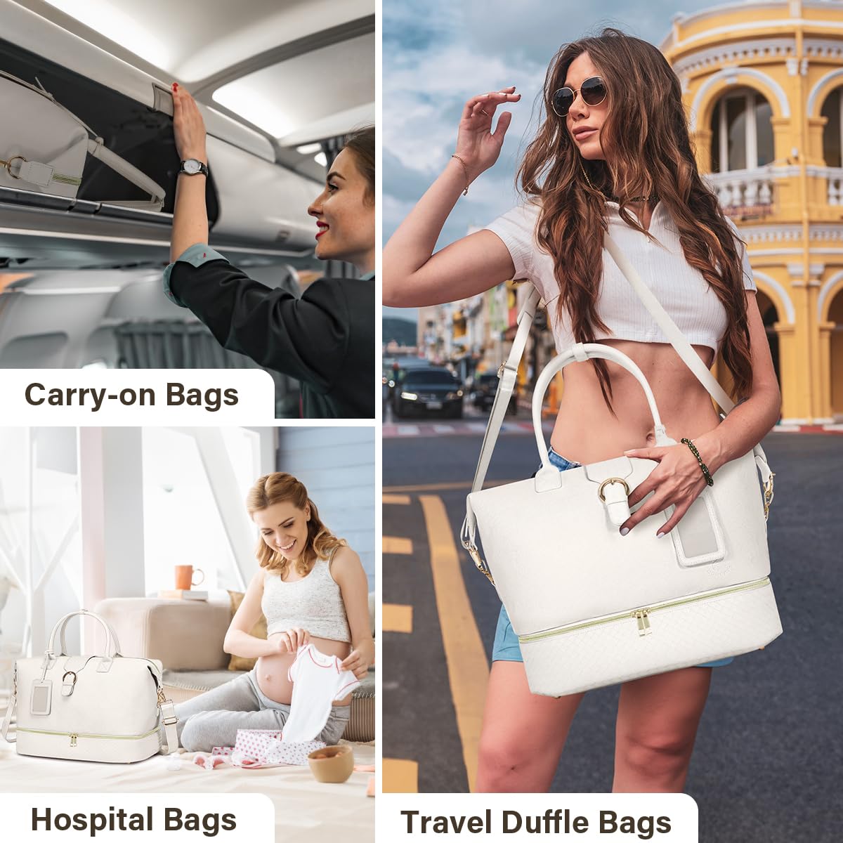 Premium Women's Leather Weekender Bag - Stylish Travel Duffel & Overnight Carry On Tote with Shoe Compartment & Wet Pocket | Perfect for Business Trips, Gym, Weekend Getaways & Air Travel