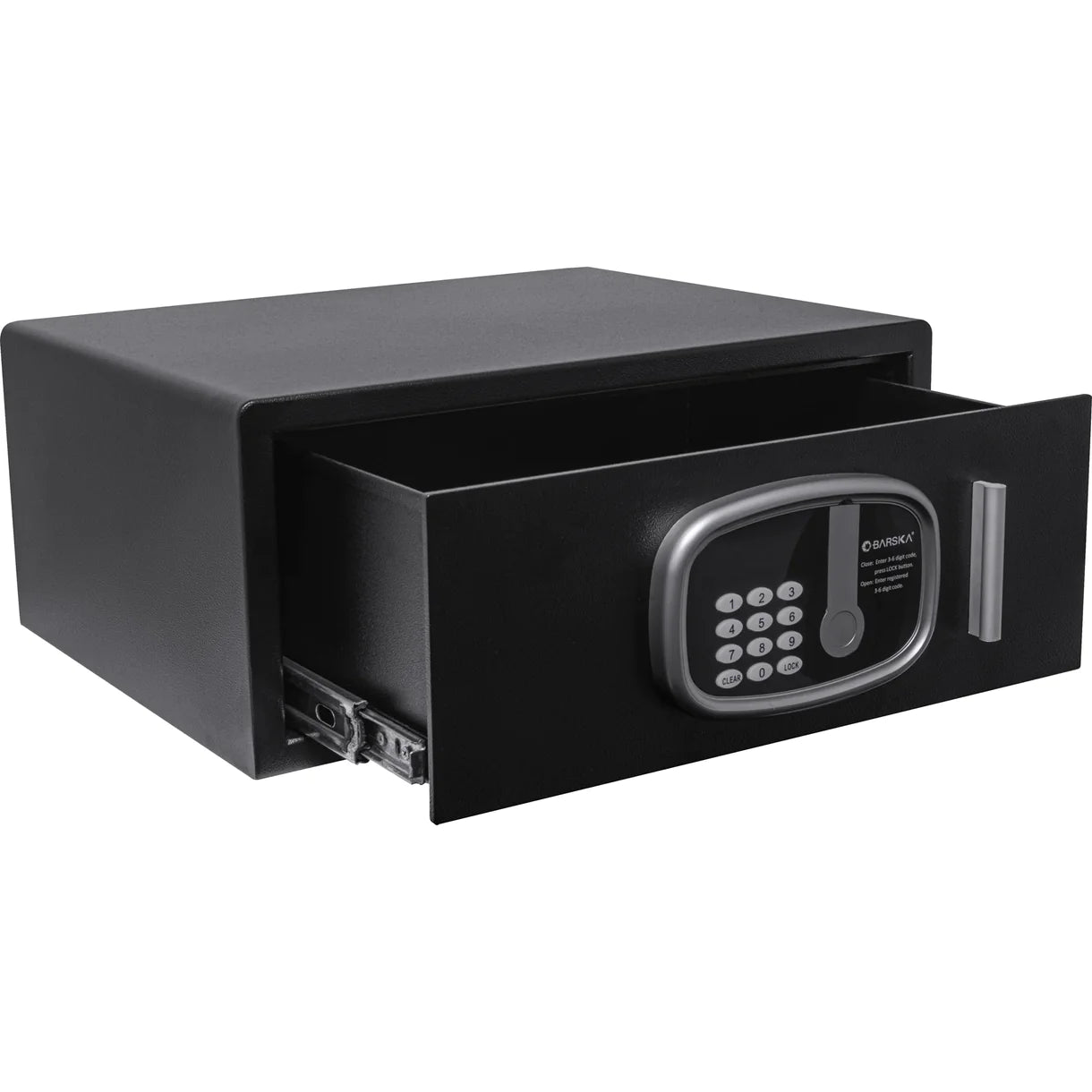 Barska HS13408 Front Open Drawer Hotel Safe - Compact Electronic Safe for Valuables, Jewelry & Cash - Ideal for Hotels, Offices & Home Security Use