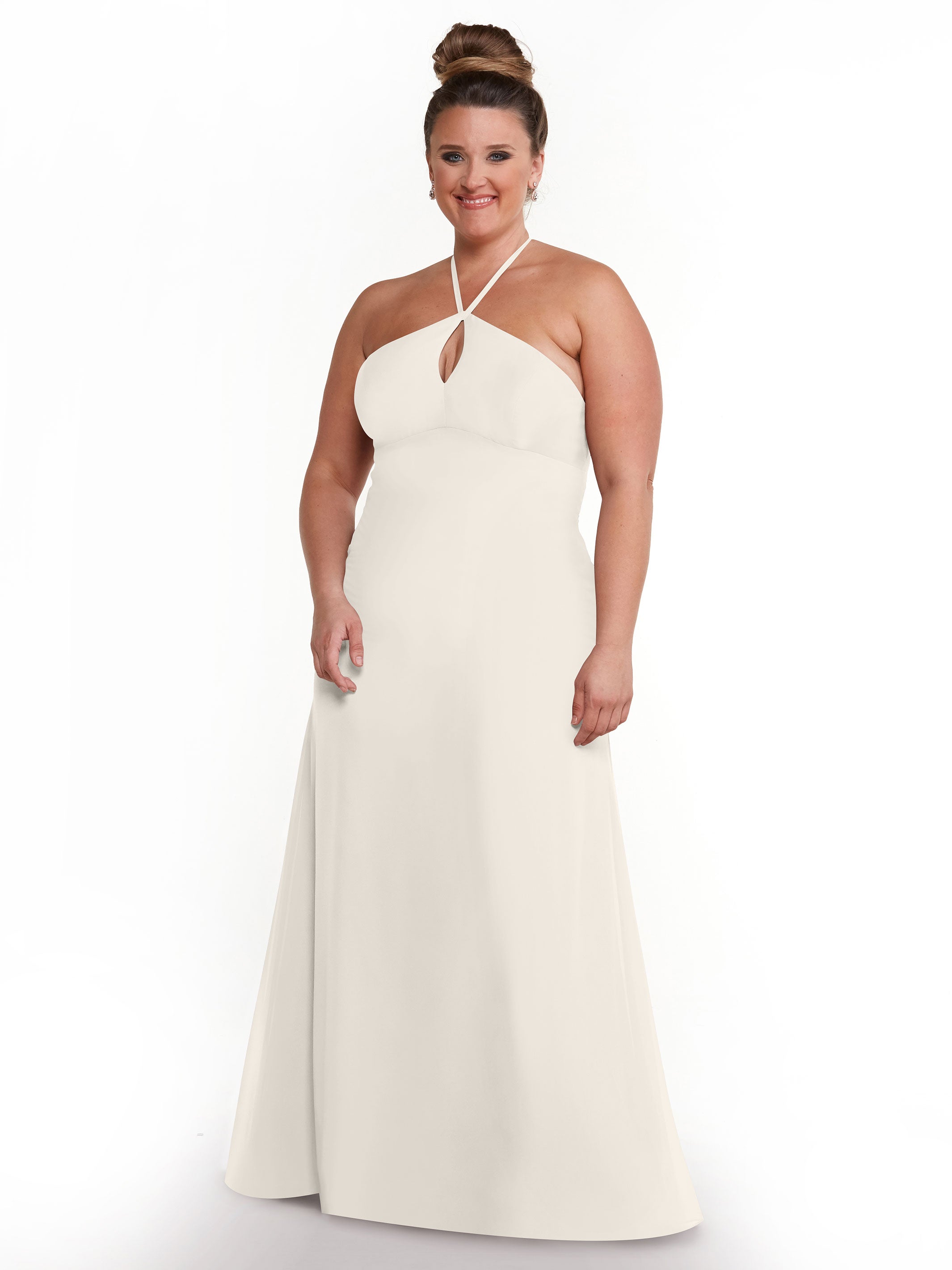 Elegant A-Line Chiffon Bridesmaid Dress with Keyhole Halter Neckline - Perfect for Weddings, Formal Events & Special Occasions