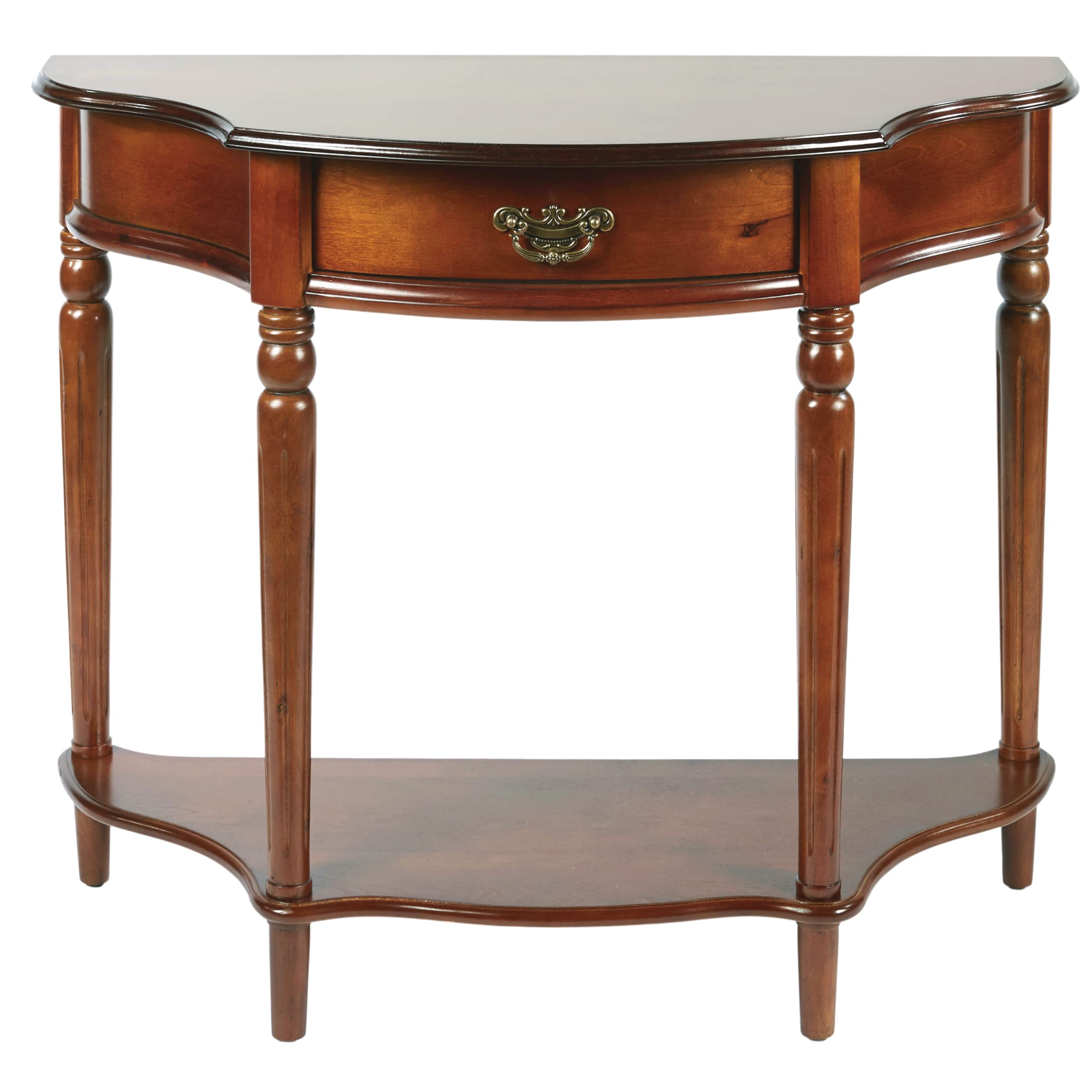 Touch of Class Foster Console Table in Regal Walnut - Traditional Half Moon Shaped Entryway Table - Elegant Hallway & Living Room Display Furniture - Perfect for Foyers, Corridors & Home Decor