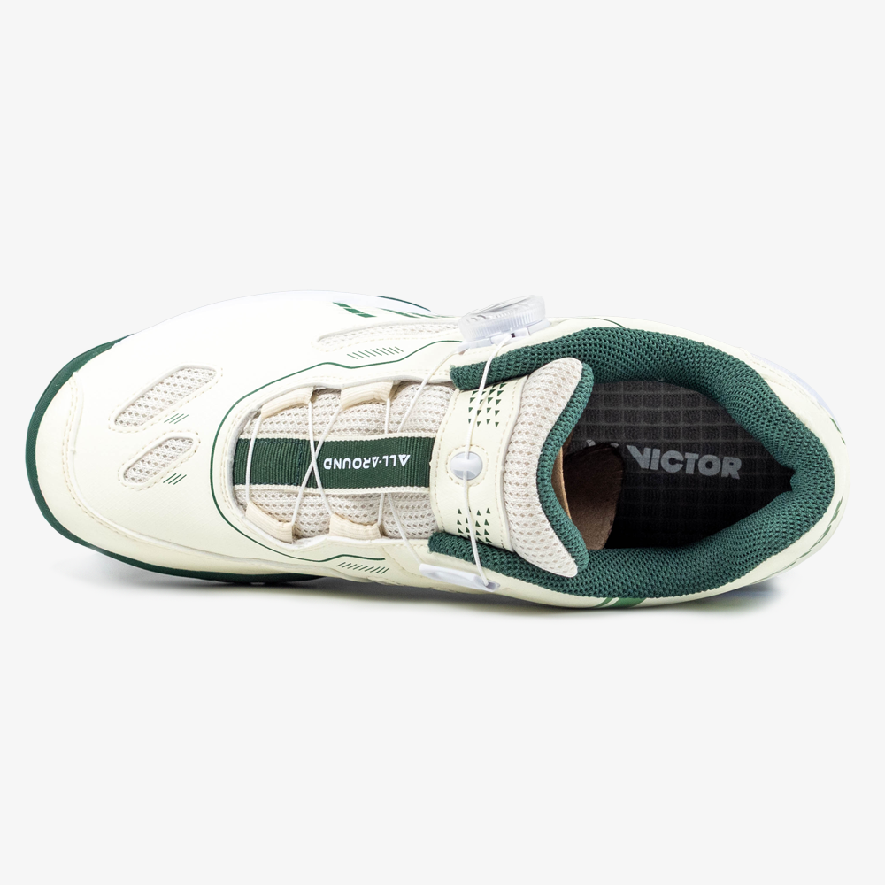 Victor A396 LG Court Shoe - Men's Basketball Sneakers in Lunar White/Hunter Green - Perfect for Indoor & Outdoor Basketball Games and Training