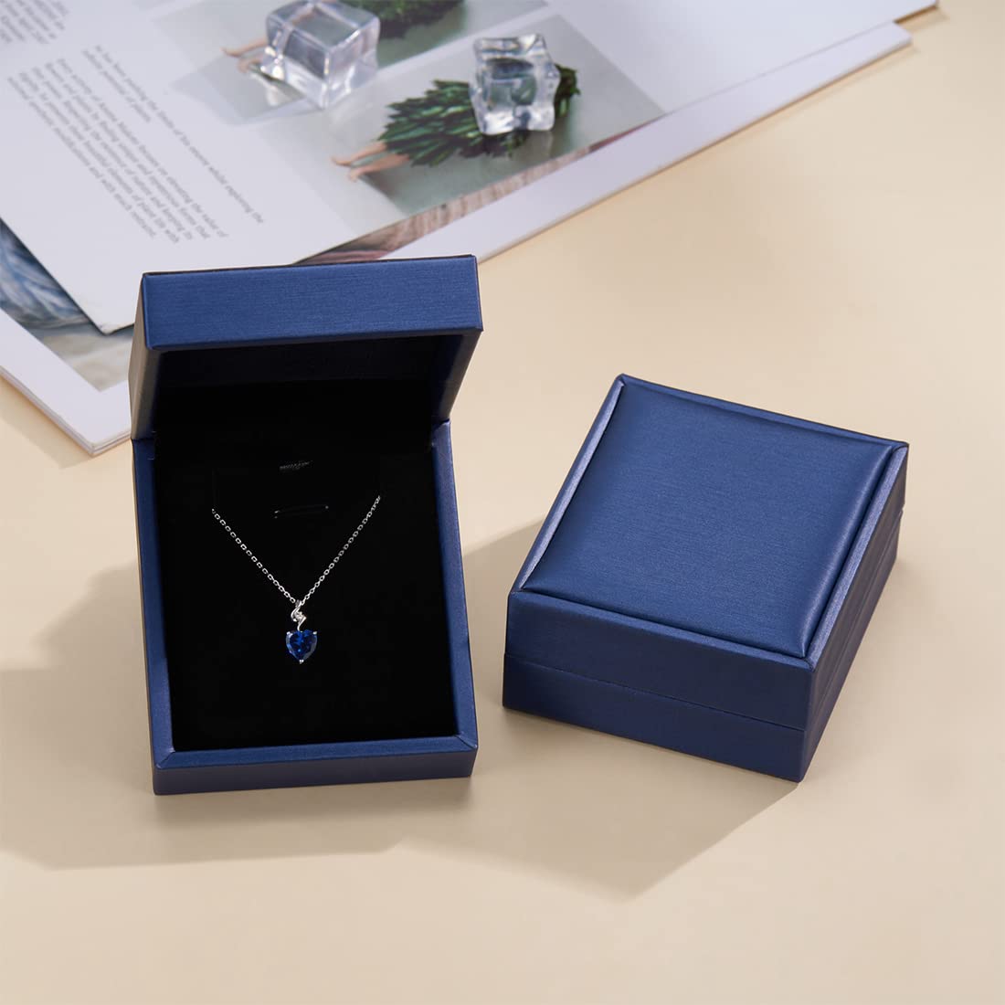 14K Solid White Gold Heart Necklace with 0.015 ct Diamond & Genuine/Created Gemstone - Dainty Solitaire Pendant on Sterling Silver Chain | July Birthstone, Anniversary, Birthday, Wedding Jewelry Gift for Women & Girls | Perfect for Romantic Occasions, Proposals & Special Celebrations