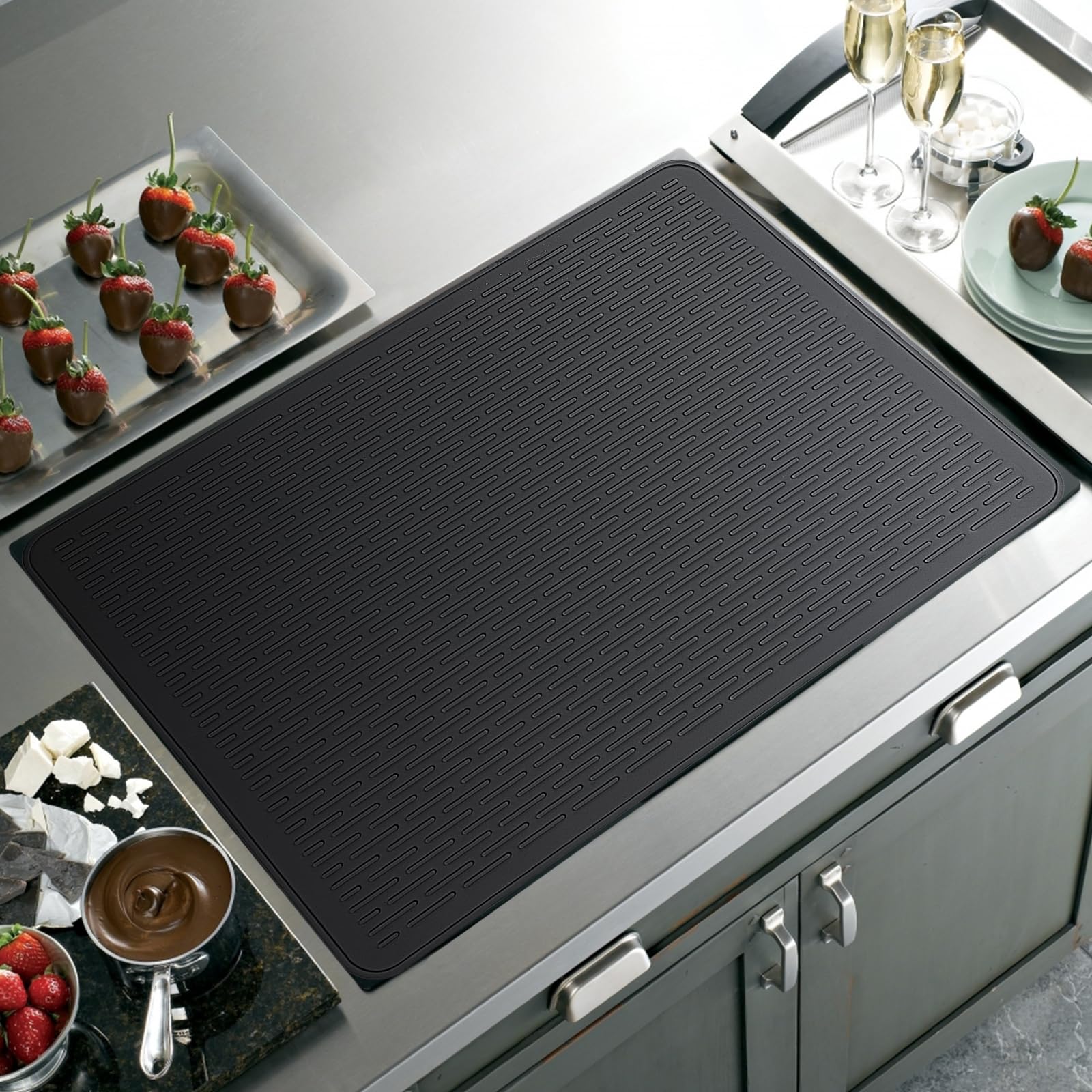 Meiliweser Extra Large Silicone Stove Top Cover 28x20 Inches - Heat Resistant Electric Glass Cooktop Protector & RV Stovetop Mat | Non-Slip Kitchen Counter Dish Drying Mat for Safe Cooking & Counter Protection