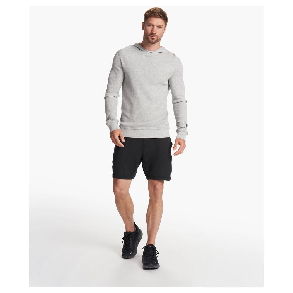 Vuori Men's Waffle Hoodie - Light Heather Grey Fleece Pullover for Casual Wear & Outdoor Activities
