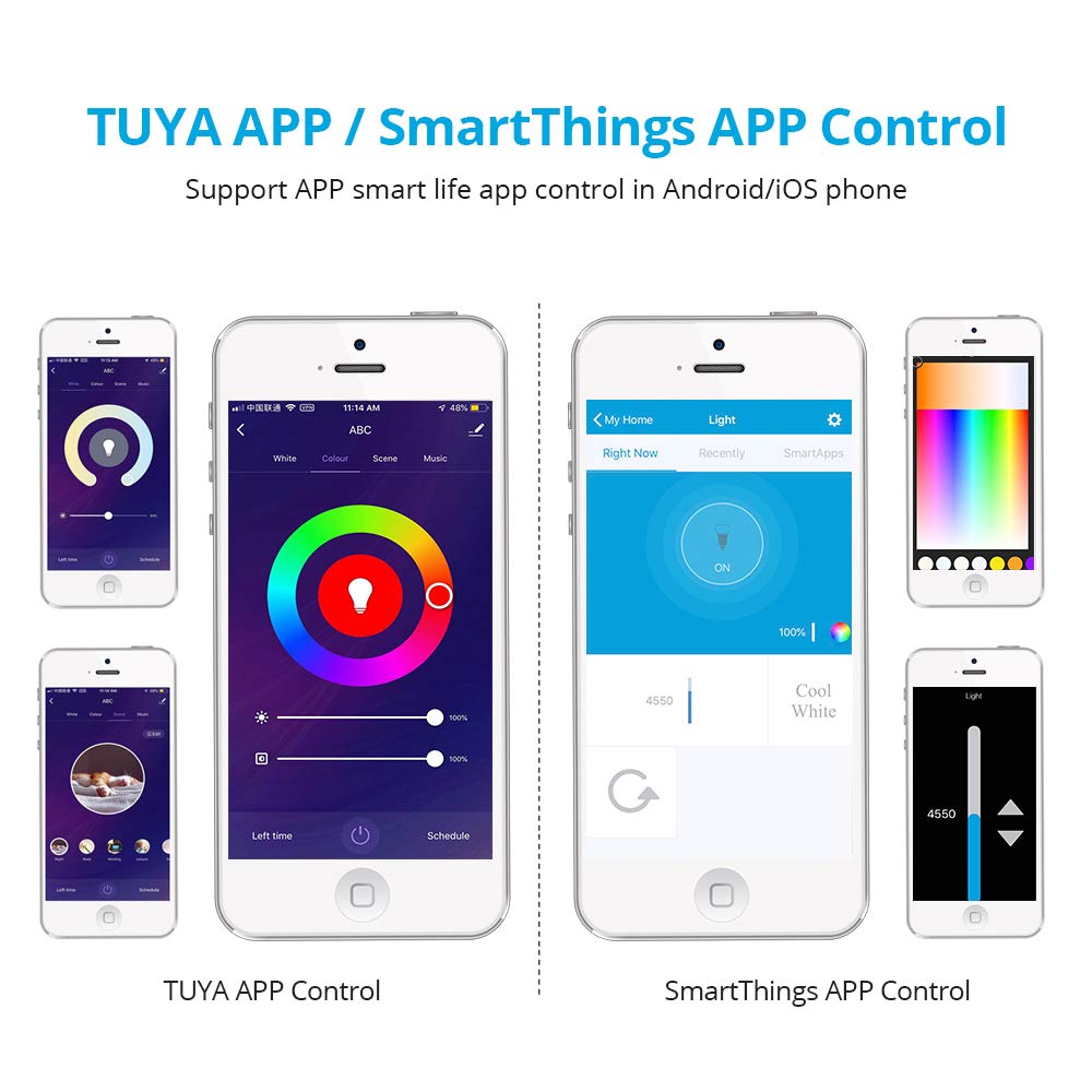 Zigbee GU10 Smart LED Bulb 5W RGBW Color Changing - 6 Pack, Works with Tuya, SmartThings, Alexa, Echo Plus & Google Home - Voice Control & App Control for Smart Lighting in Living Room, Bedroom & Kitchen