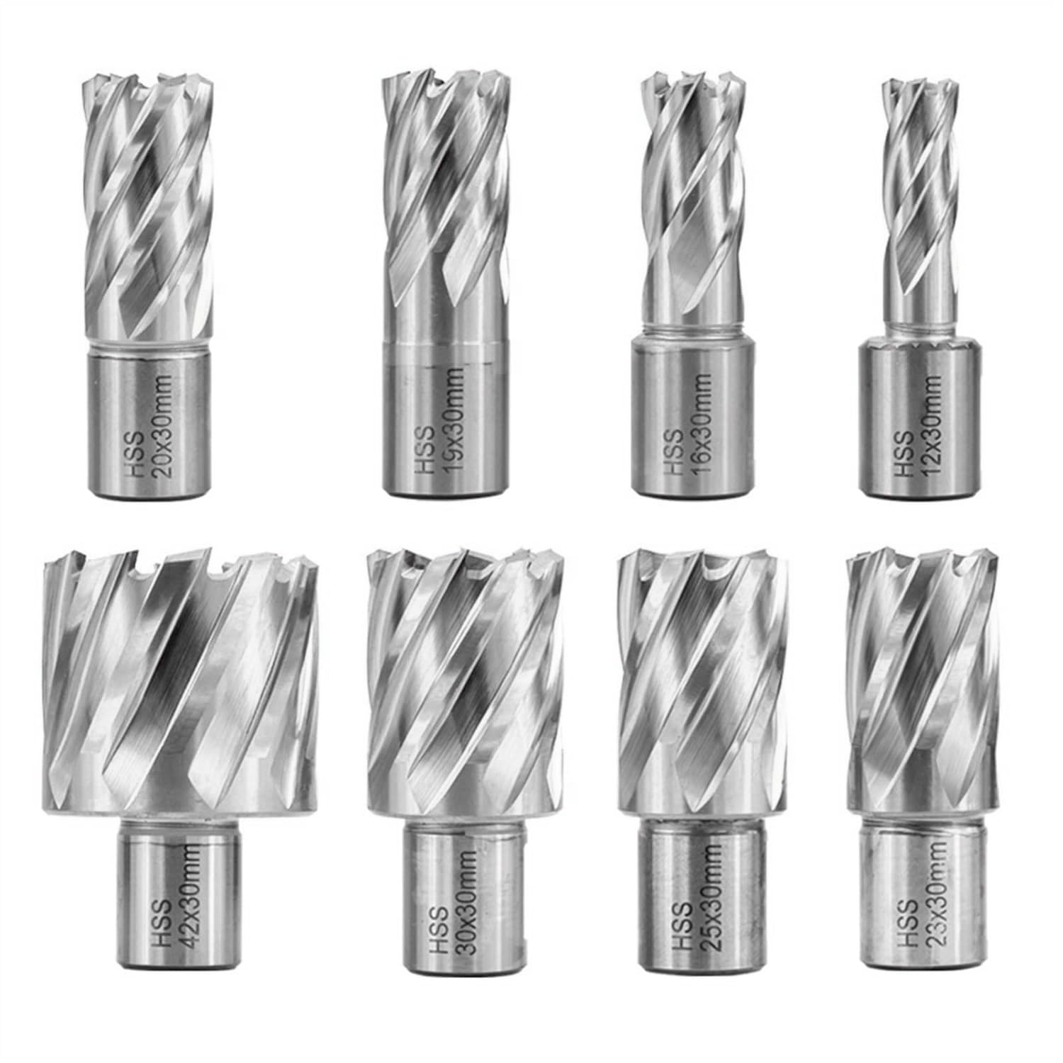 High-Speed Steel (HSS) TiN Coated Annular Drill Bit 12-42x30mm Weldon Shank Hollow Core Drill for Metal Cutting - Perfect for Automotive, HVAC, and Industrial Metal Fabrication Projects