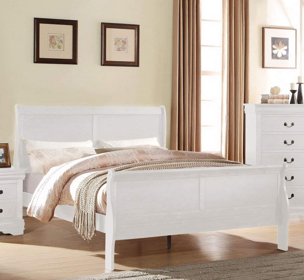 Harper&Bright Designs Solid Wood Twin Bed Frame with Headboard & Footboard - No Box Spring Needed, Easy Assembly Sleigh Platform Bed for Twin Mattress, White - Perfect for Kids' Rooms, Guest Bedrooms & Small Spaces