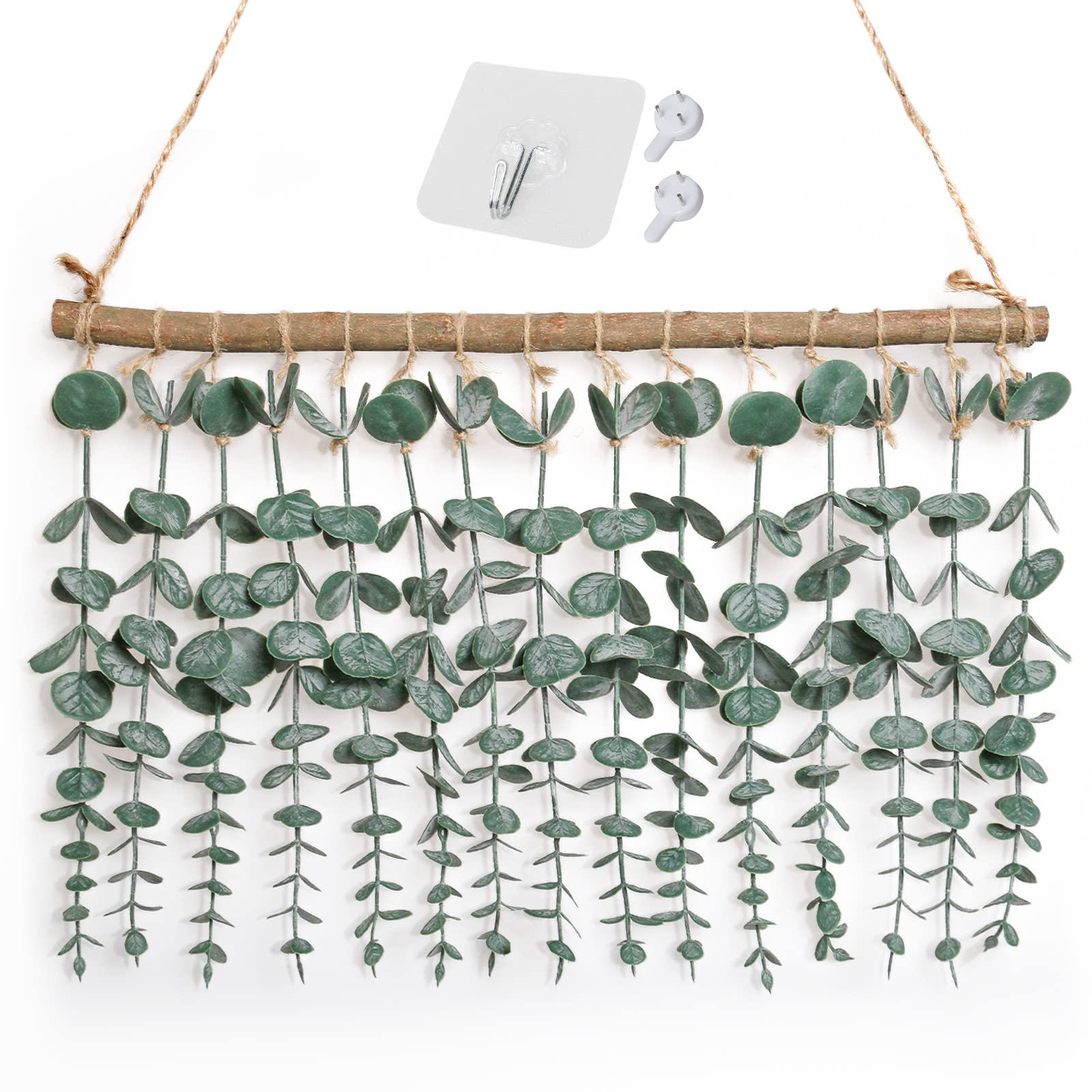 Artificial Eucalyptus Wall Hanging Decor - Boho Fake Eucalyptus Leaves for Bathroom, Bedroom, Kitchen & Living Room - Farmhouse Wall Decor for Home, Wedding & Office Spaces