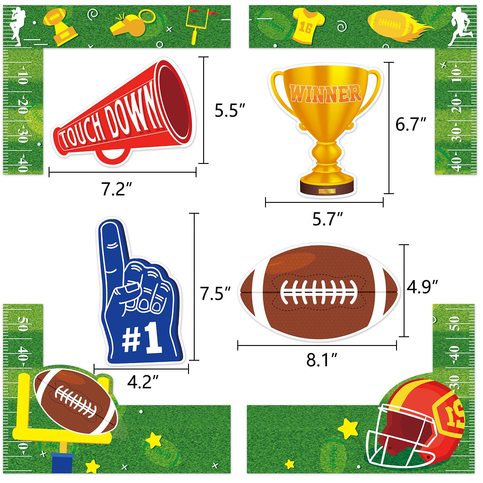 Super Bowl Game Photo Frame - Large Football Sport Party Decorations, Game Day Supplies for Super Bowl Parties & Tailgating
