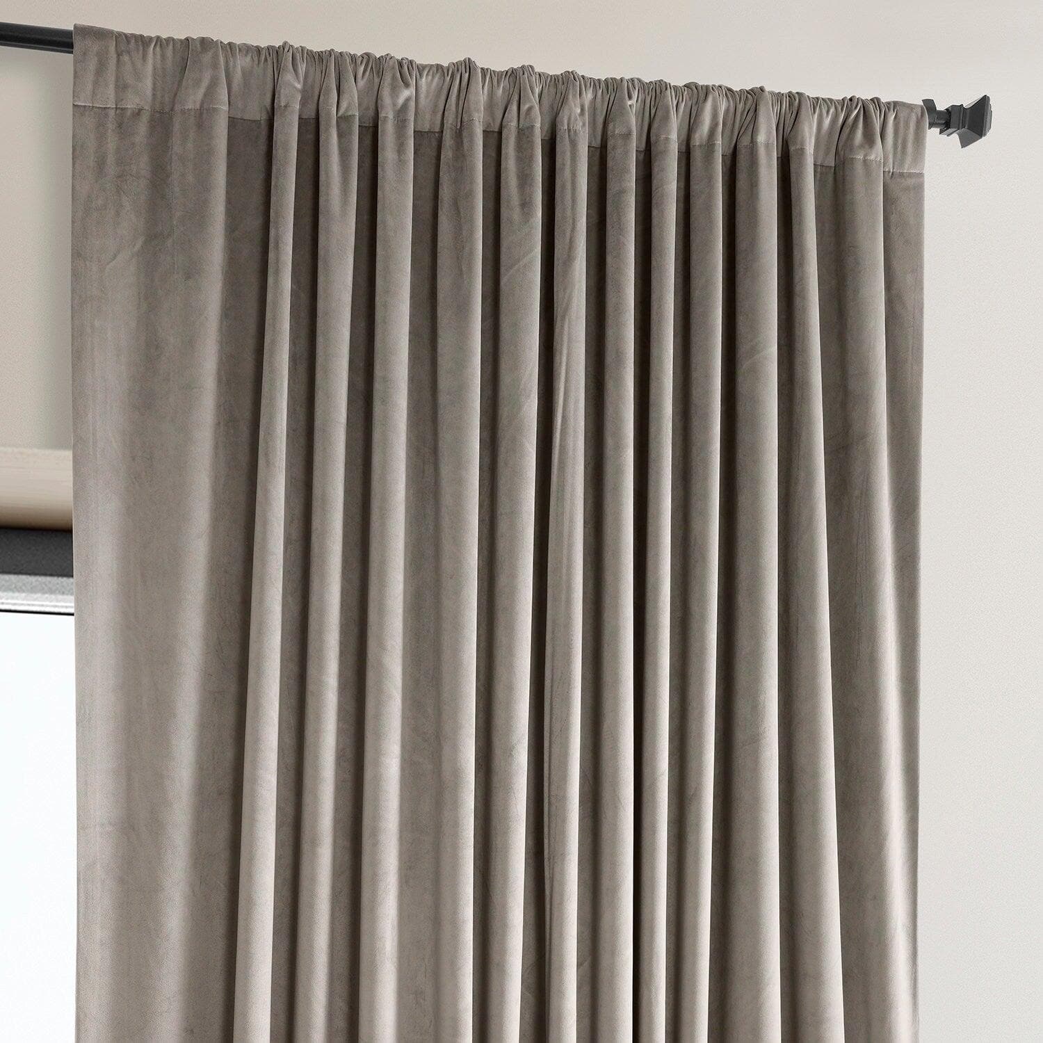 Premium Blackout Curtains - Extra Wide Plush Velvet Hotel Style in Library Taupe for Bedroom & Living Room - Noise Reducing & Light Blocking Window Treatments for Home Decor