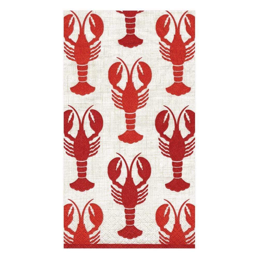 Premium Caspari Lobster Design Paper Guest Towels - 4 Packs of 15 Disposable Napkins for Parties, Weddings & Coastal-Themed Events
