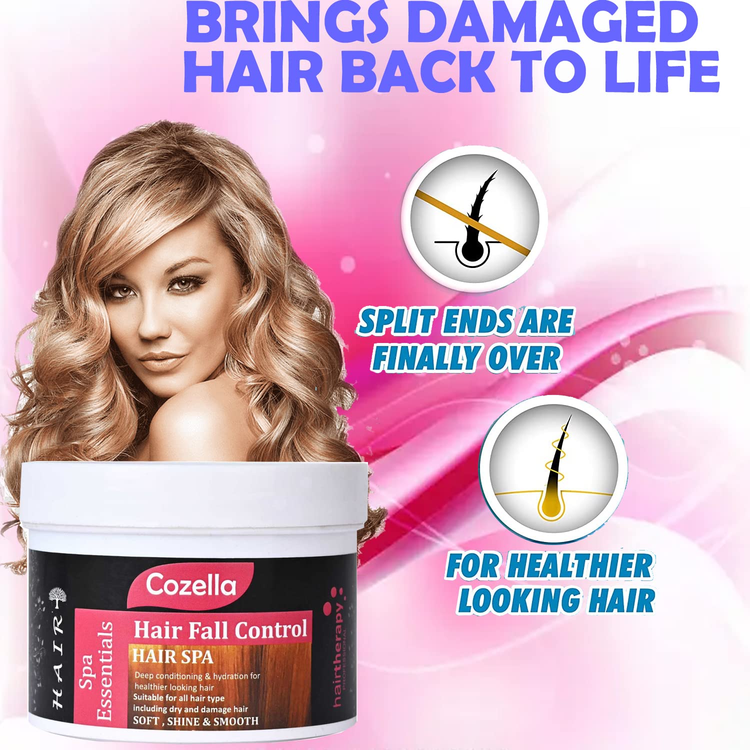 Cozella Hair Fall Control Hair SPA Treatment | Sulfate & Paraben Free Deep Conditioning Mask for Hydration & Healthier Hair (500ml) | Perfect for Damaged, Dry & Frizzy Hair Care Routine at Home