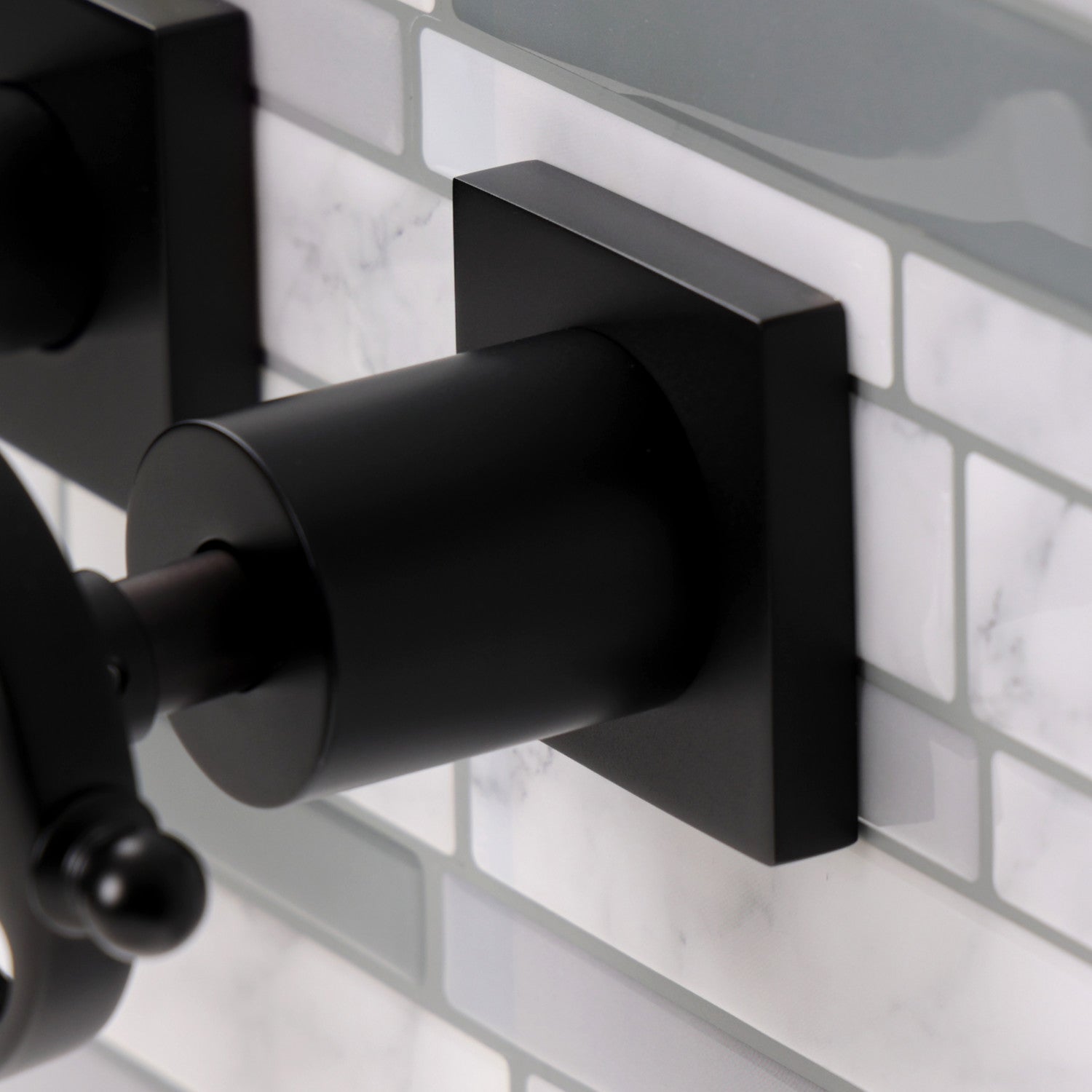 Belknap KS6120RX Matte Black Double Handle 3-Hole Wall Mount Bathroom Faucet - Perfect for Modern Bathrooms & Powder Rooms