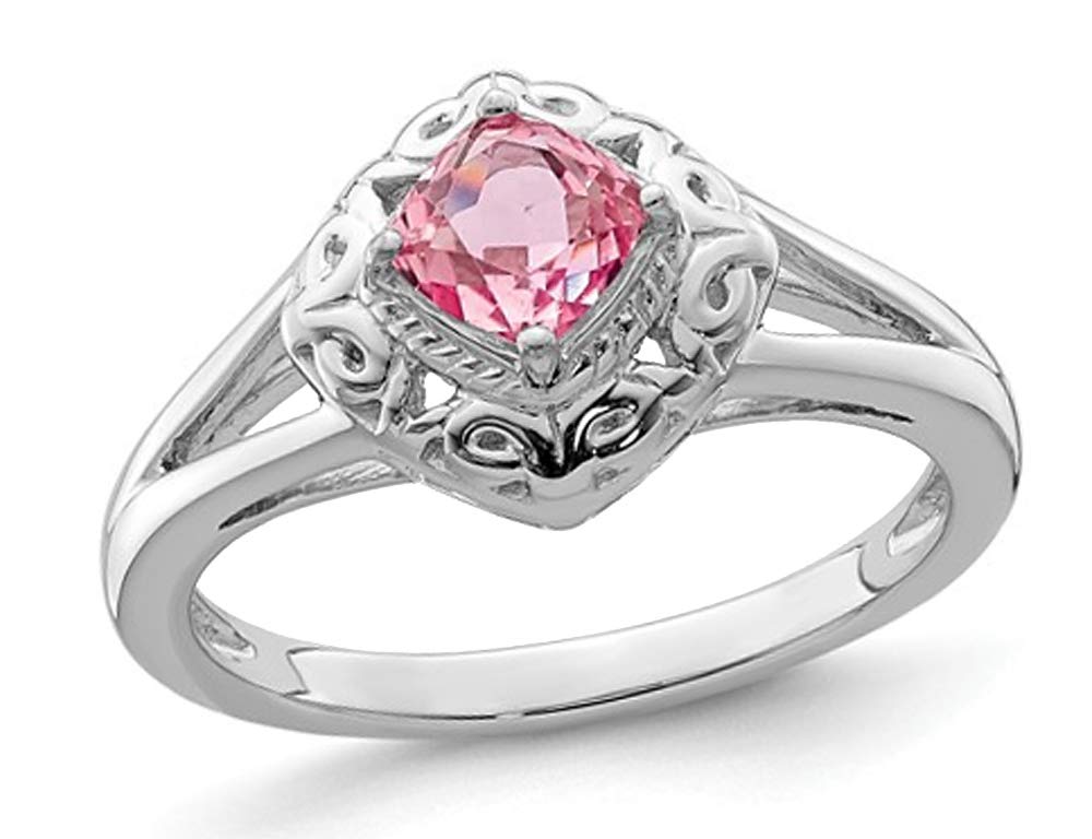1/2 Carat (ctw) Natural Pink Tourmaline Sterling Silver Ring - Elegant Jewelry for Women, Perfect for Valentine's Day, Anniversary & Special Occasion Gifts
