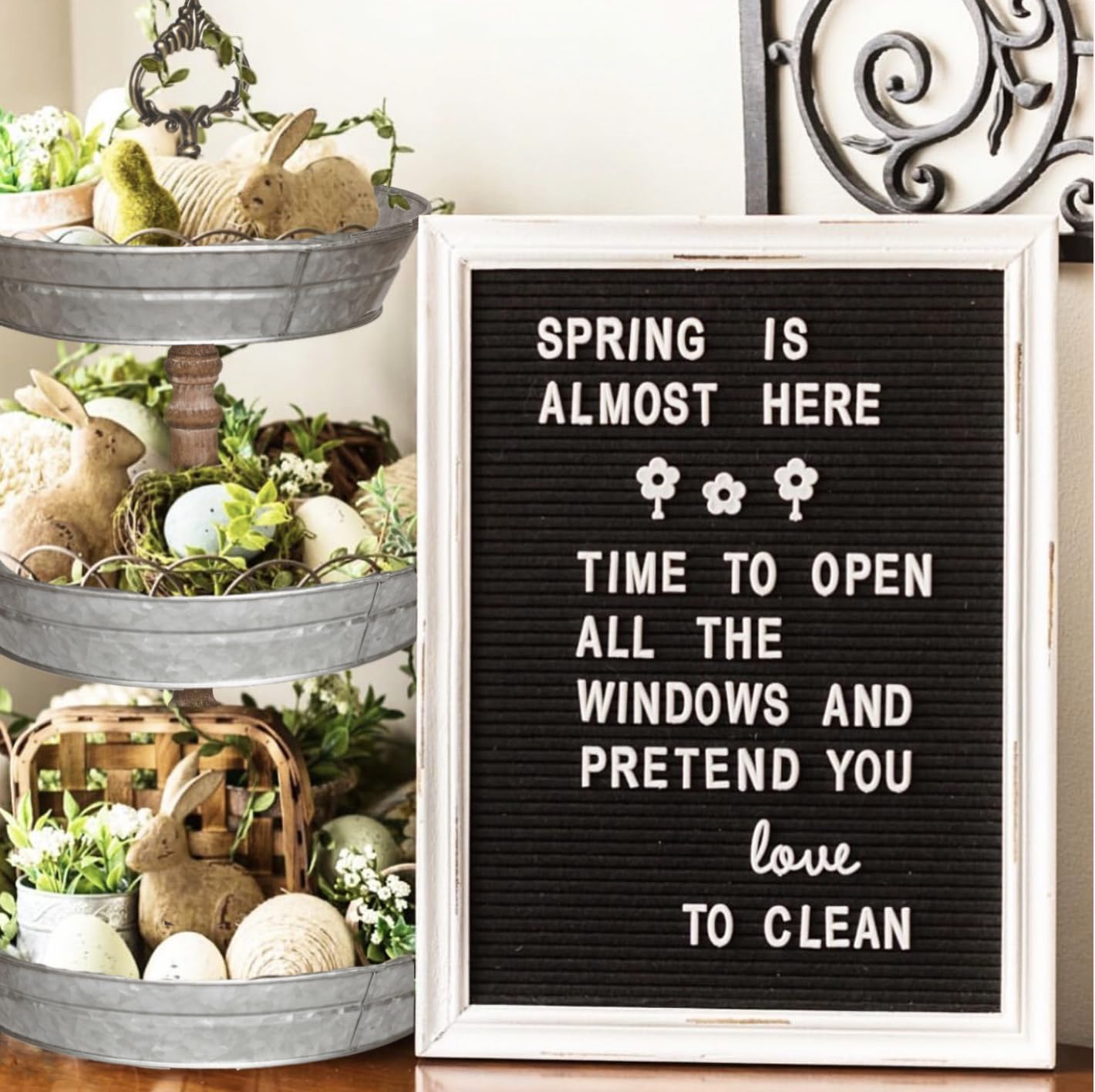 Black Felt Letter Board with Rustic Wood Frame - 12x16 Changeable Message Board for Baby Announcements, Home Decor & Events - Includes 350 Letters & Stand (Farmhouse Style)