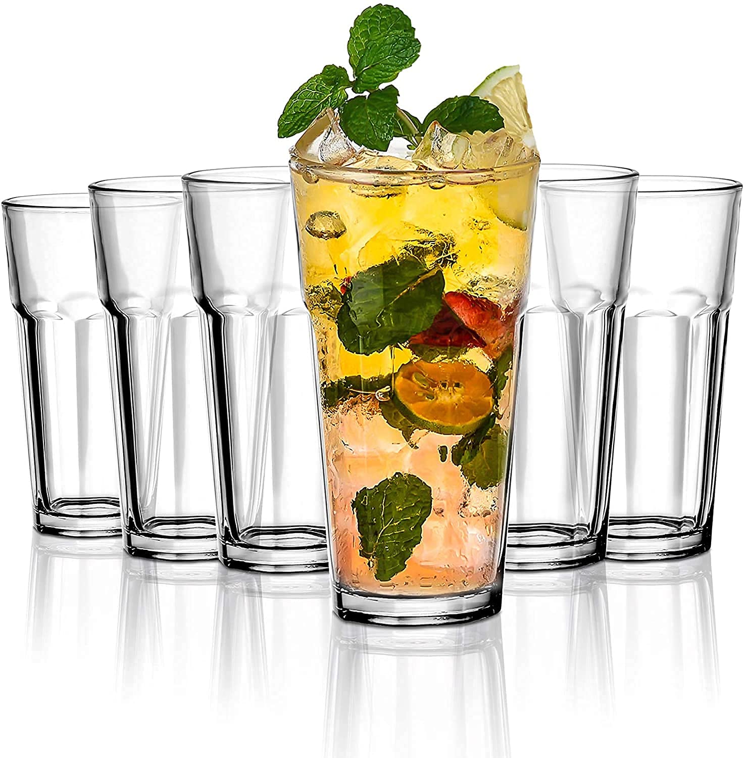 Bellaxia 400 ML Clear Glass Tumbler Set of 2 - Highball Drinking Glasses for Cocktails, Juice, Milkshakes, Soda & Iced Tea | Dishwasher Safe | Perfect for Home Bars, Parties & Restaurants