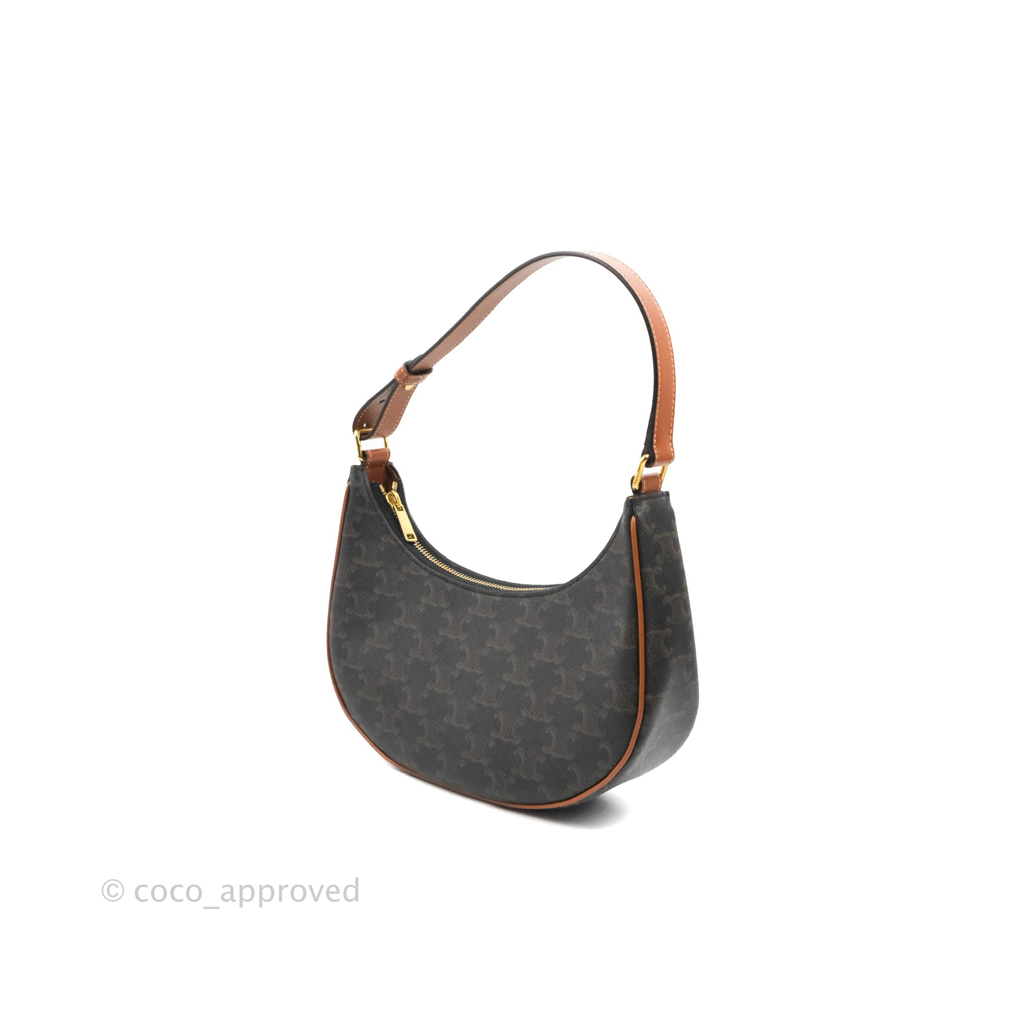 Celine Ava Bag in Triomphe Canvas & Calfskin Leather - Tan Crossbody Purse for Women | Everyday Luxury Handbag for Work, Travel & Date Night