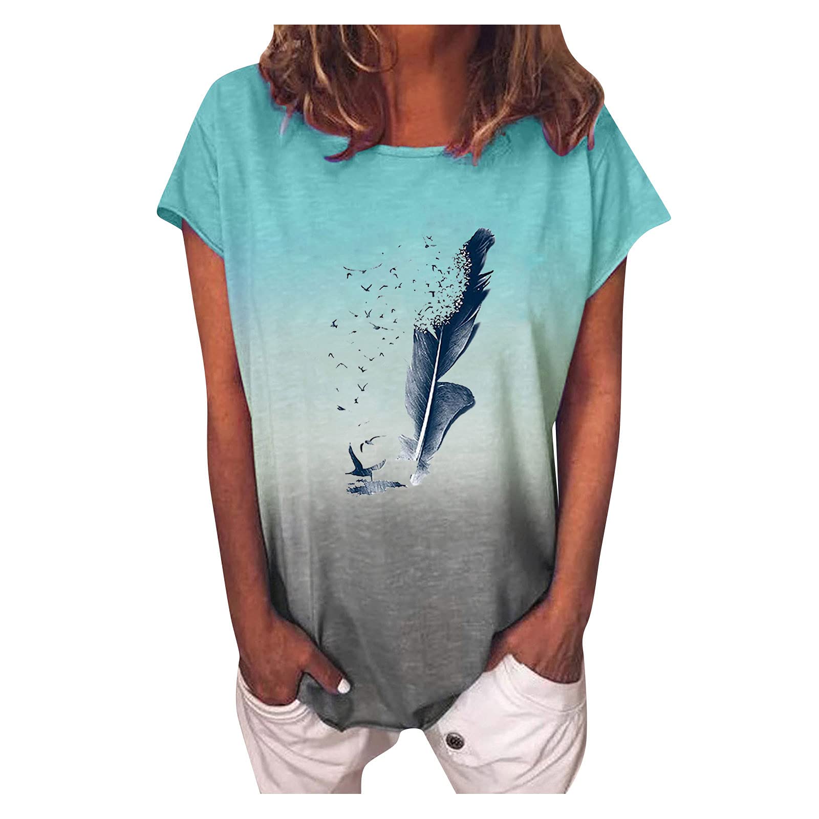 Women's Tie Dye V-Neck T-Shirt - Loose Fit Short Sleeve Casual Top for Summer | Breathable Cotton Blouse for Beach, Travel & Everyday Wear